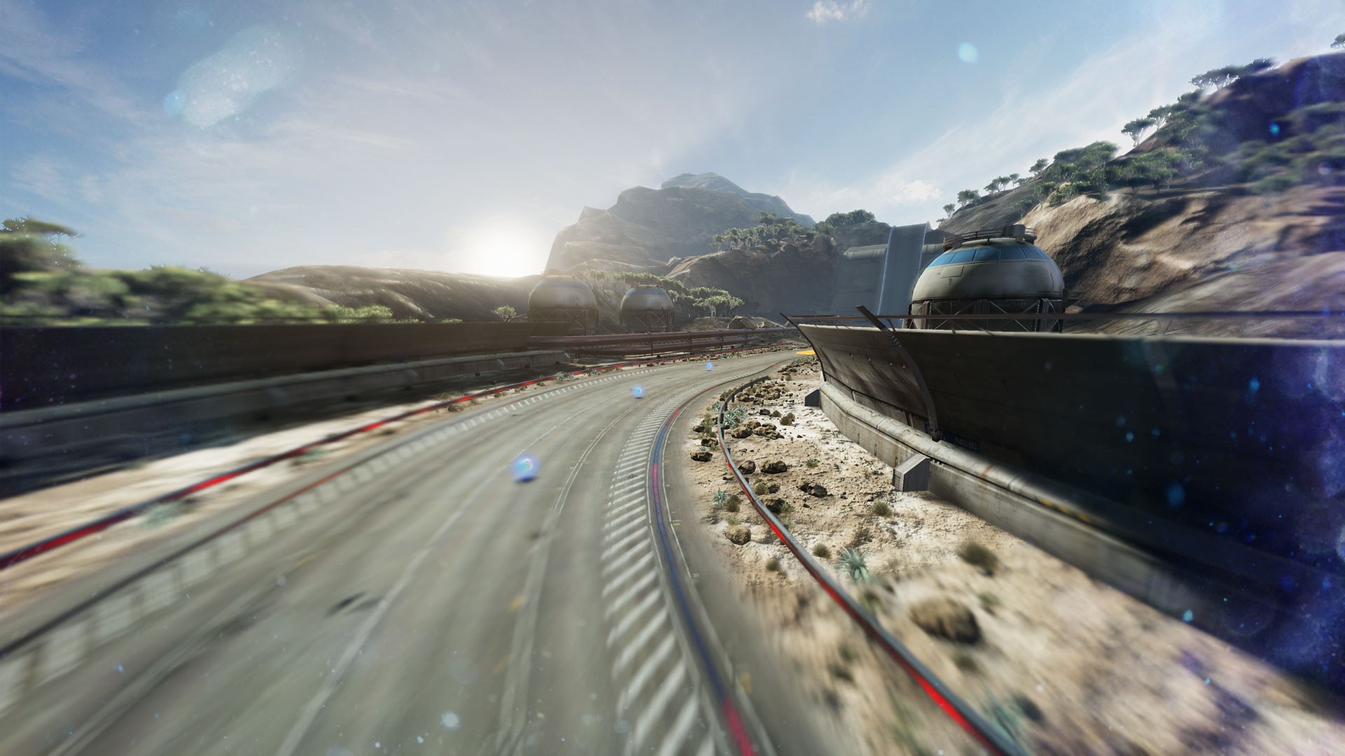 Fast Racing Neo Shinen Multimedia Video Games Desert Sand Landscape Sun Rays Road Race Tracks Sunris 1920x1080