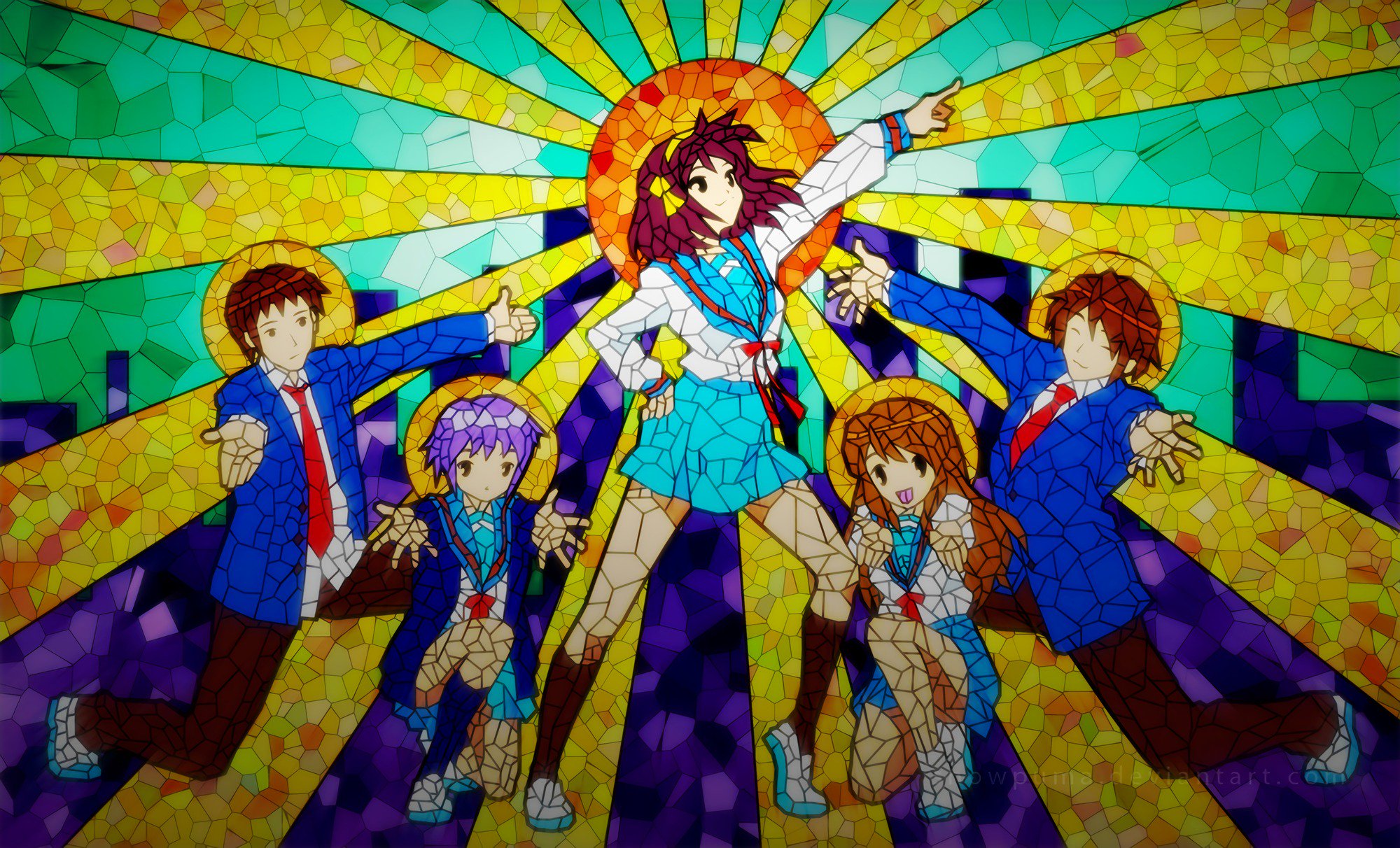 The Melancholy Of Haruhi Suzumiya Suzumiya Haruhi No Yuutsu Suzumiya Haruhi Kyon Nagato Yuki Asahina 2000x1212