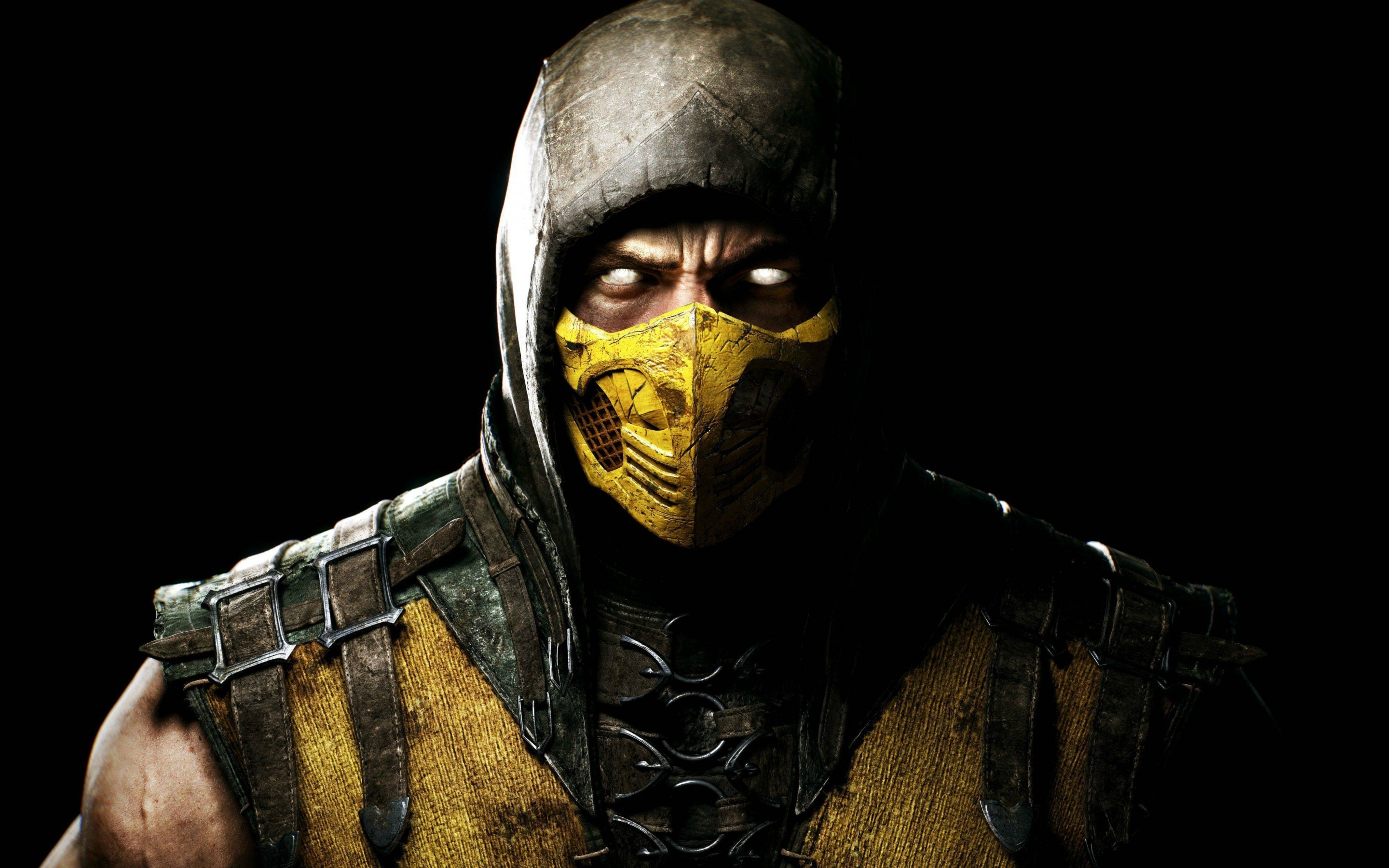 Scorpion Character Mortal Kombat Yellow Leather Armor Mortal Kombat Video Games Video Games Scorpion 2880x1800