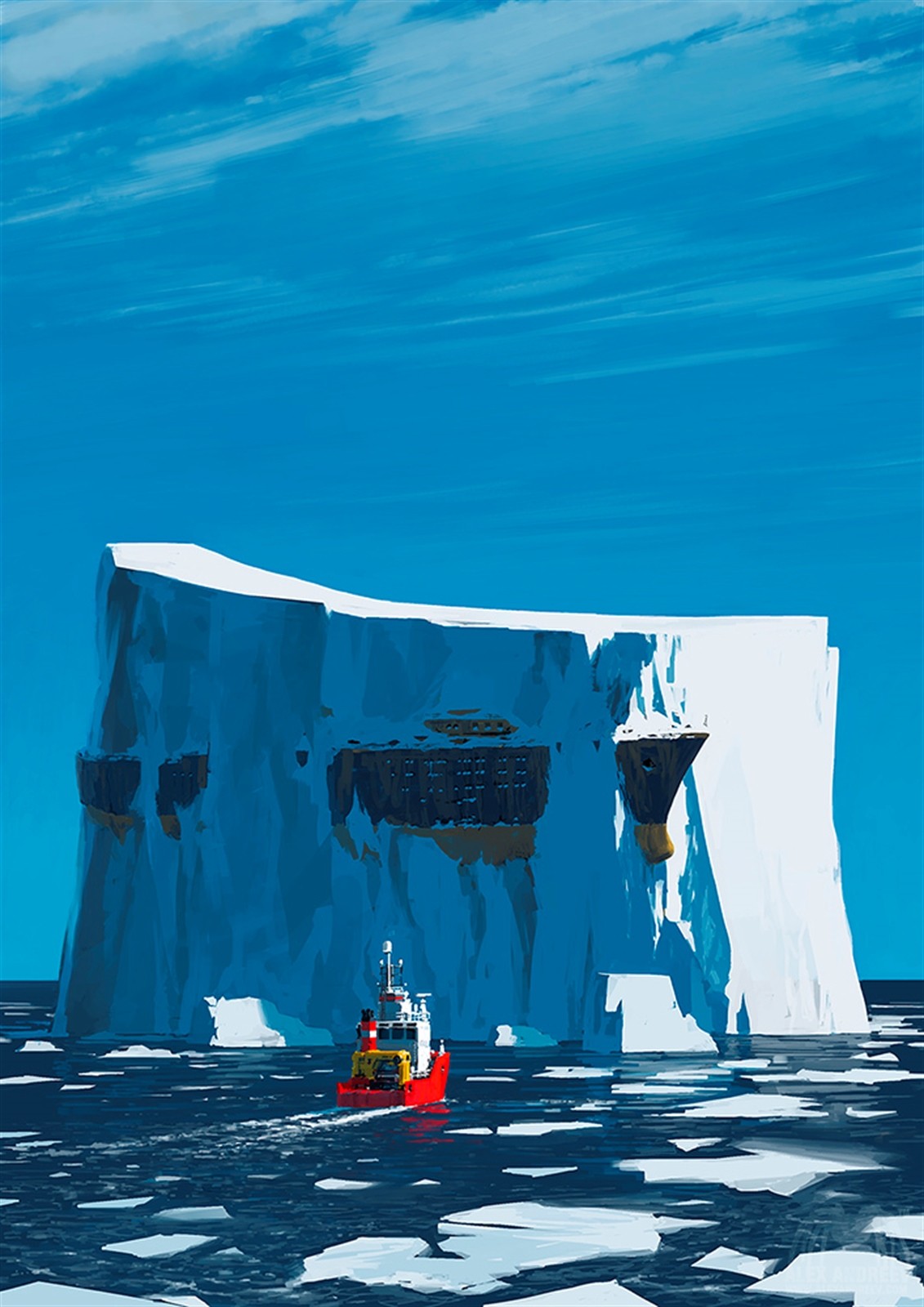 Surreal Artwork Concept Art H P Lovecraft Alexey Andreev Portrait Display Ship Iceberg Sea Water Ice 1131x1600