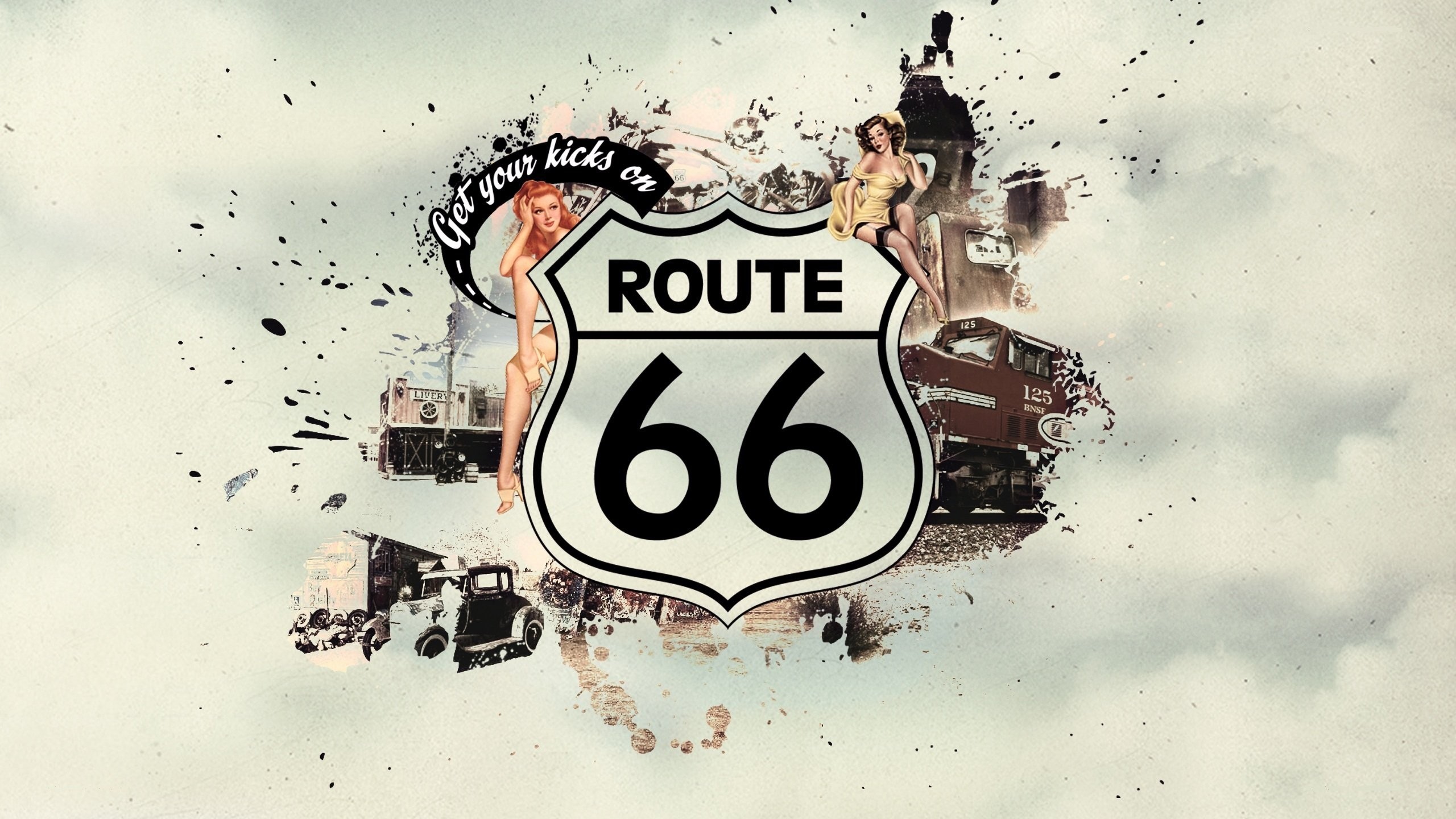 Route 66 Digital Art Numbers Train Car 2560x1440