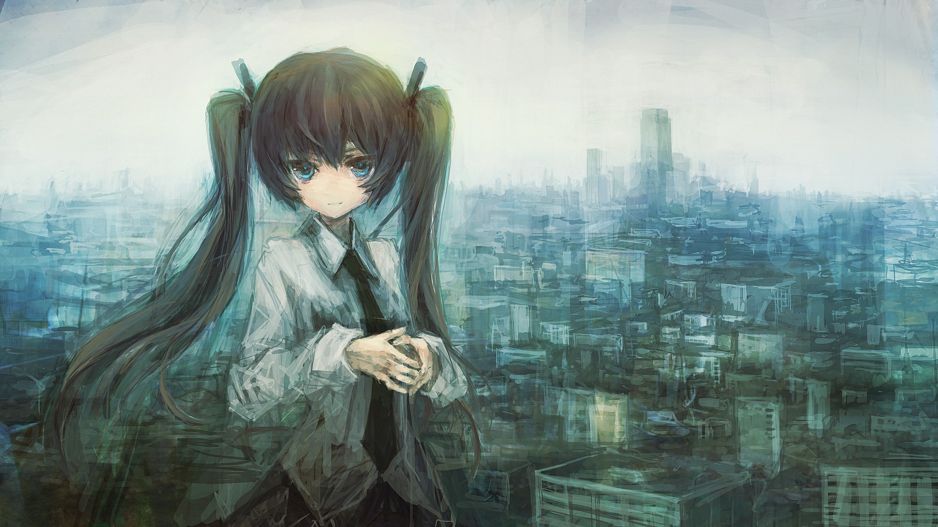 Anime Anime Girls Twintails Blue Eyes Op Center 1920x1080