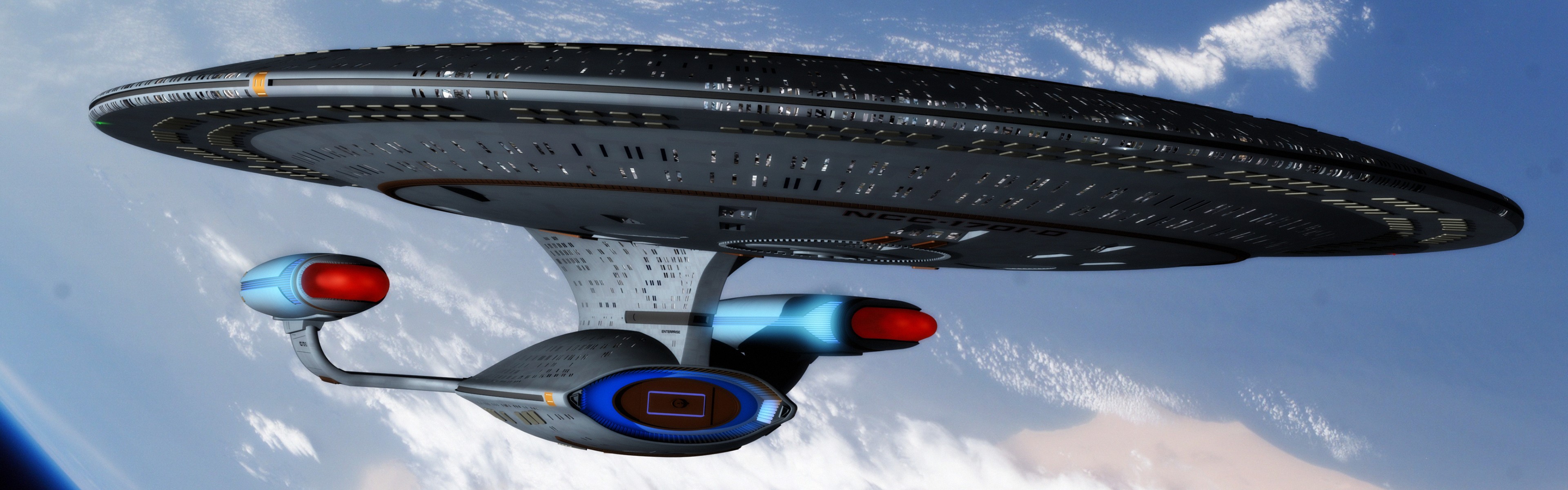 Star Trek USS Enterprise Spaceship Space Multiple Display Dual Monitors Star Trek TNG Orbital View 3840x1200