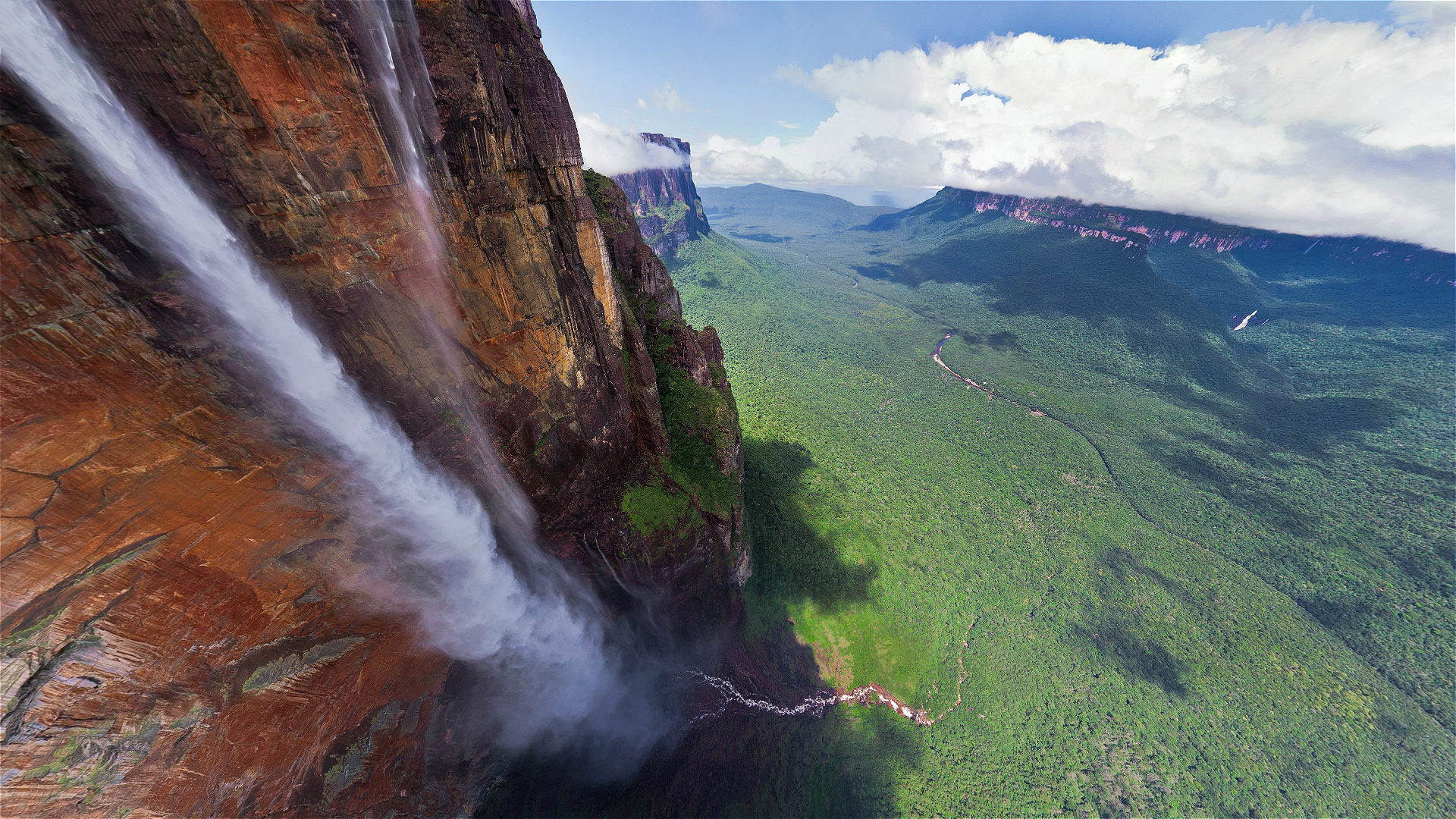 Angel Falls Waterfall Cliff Venezuela Mountain 1920x1080