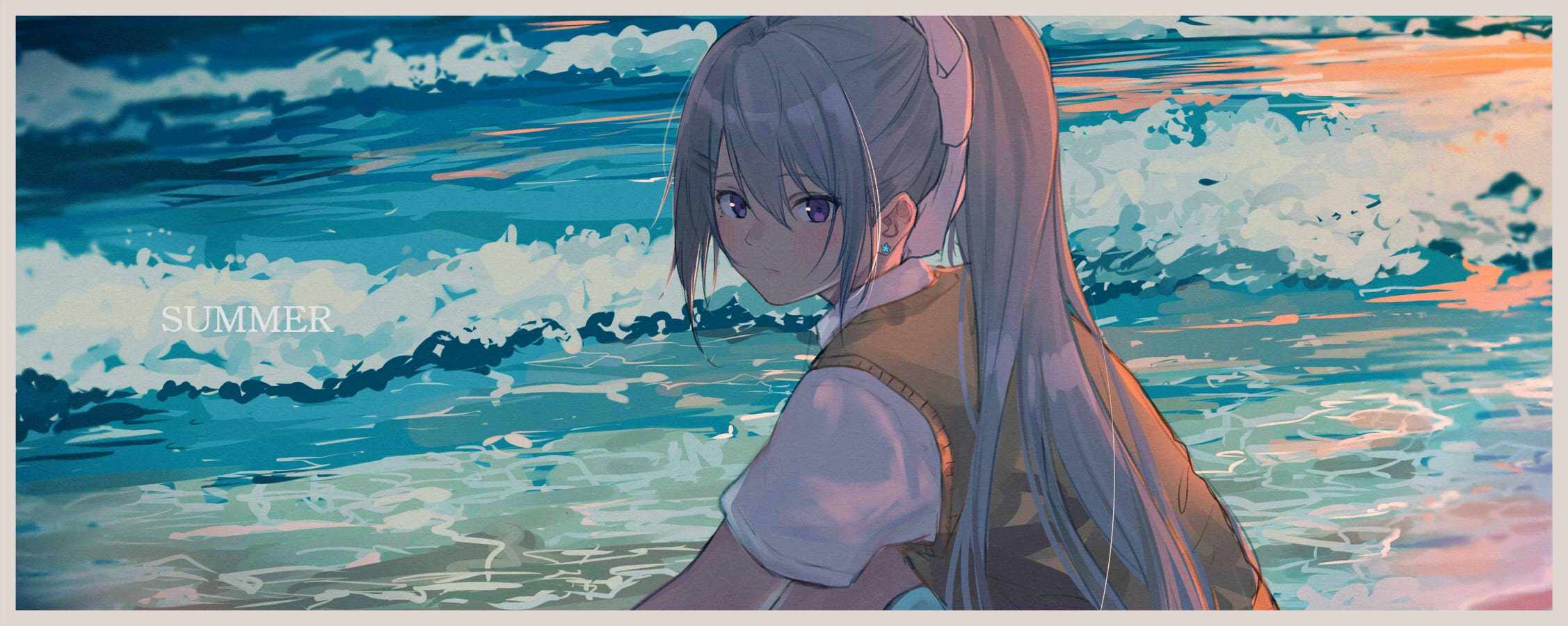 Anime Digital Art Artwork 2D Illustration Anime Girls Sea 2254x900