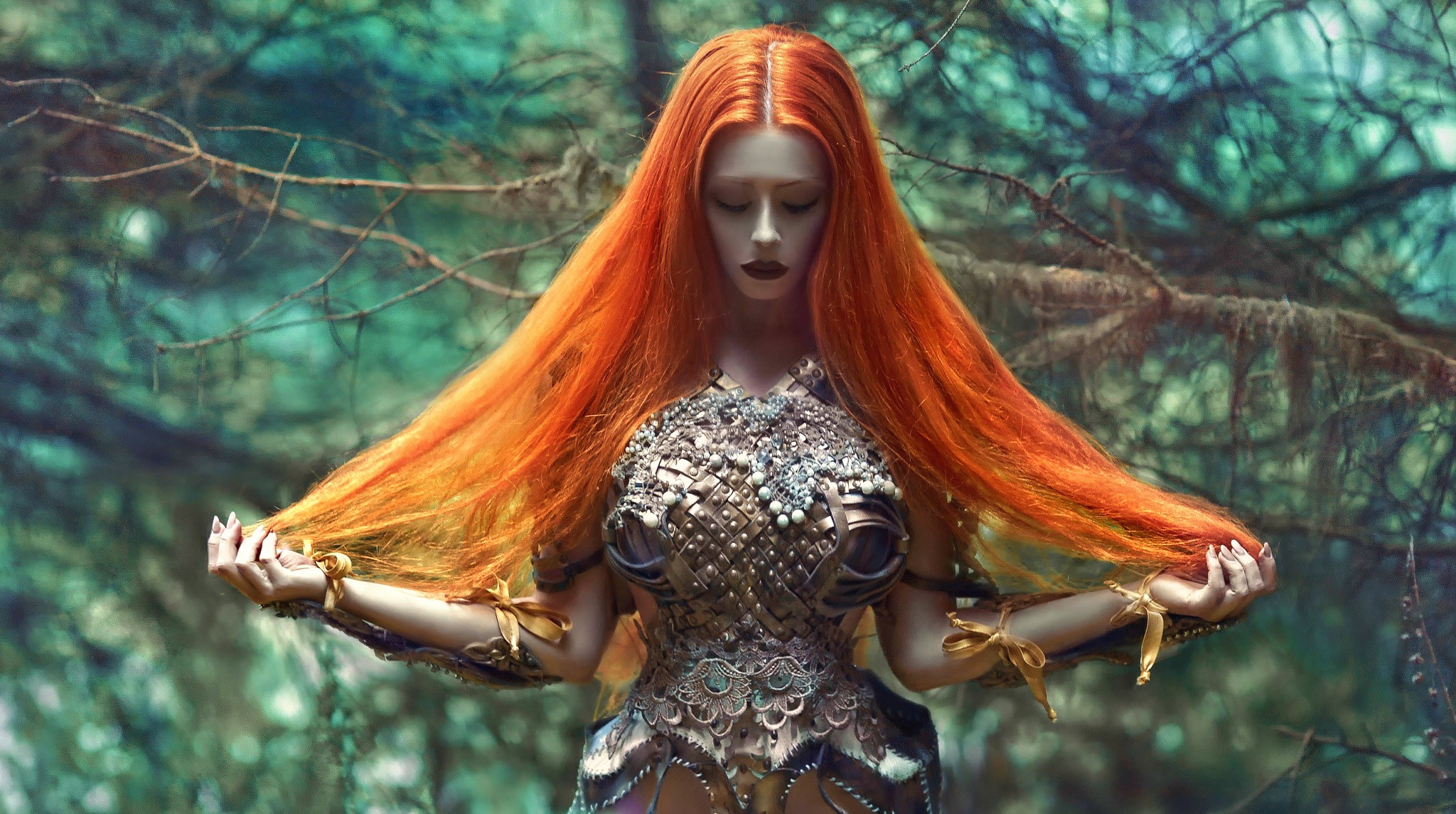 Fantasy Art Women Model Redhead A M Lorek 2048x1144