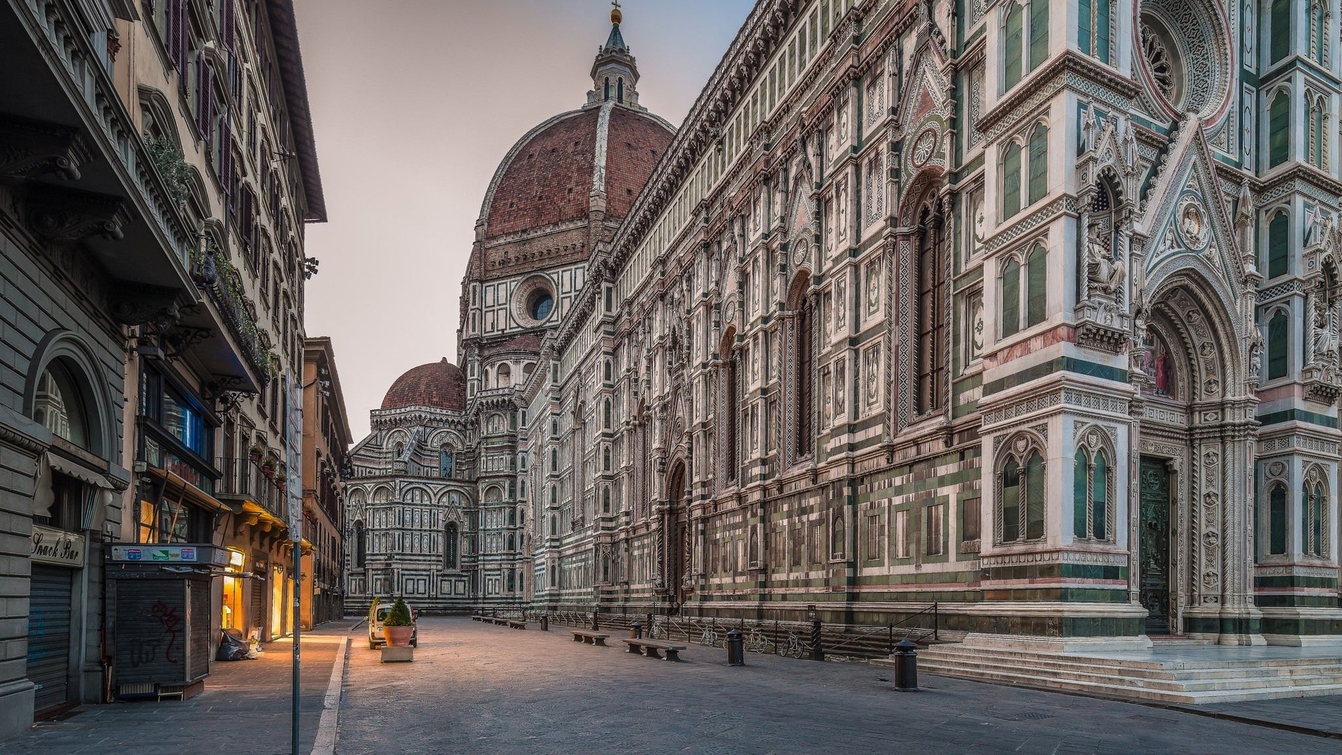 Architecture Old Building Town Street Urban Florence Italy Lights Cathedral Arch Gothic Architecture 1920x1080