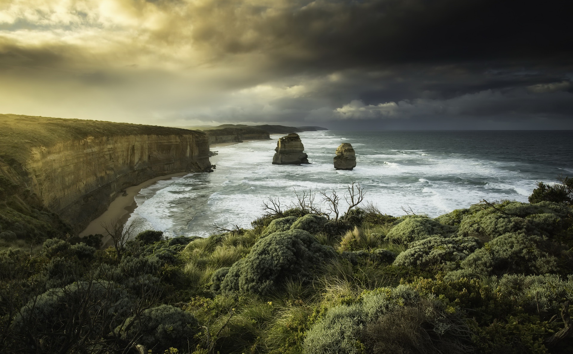 12 Apostles Sea Coast Australia Nature Dark Sky 1920x1187