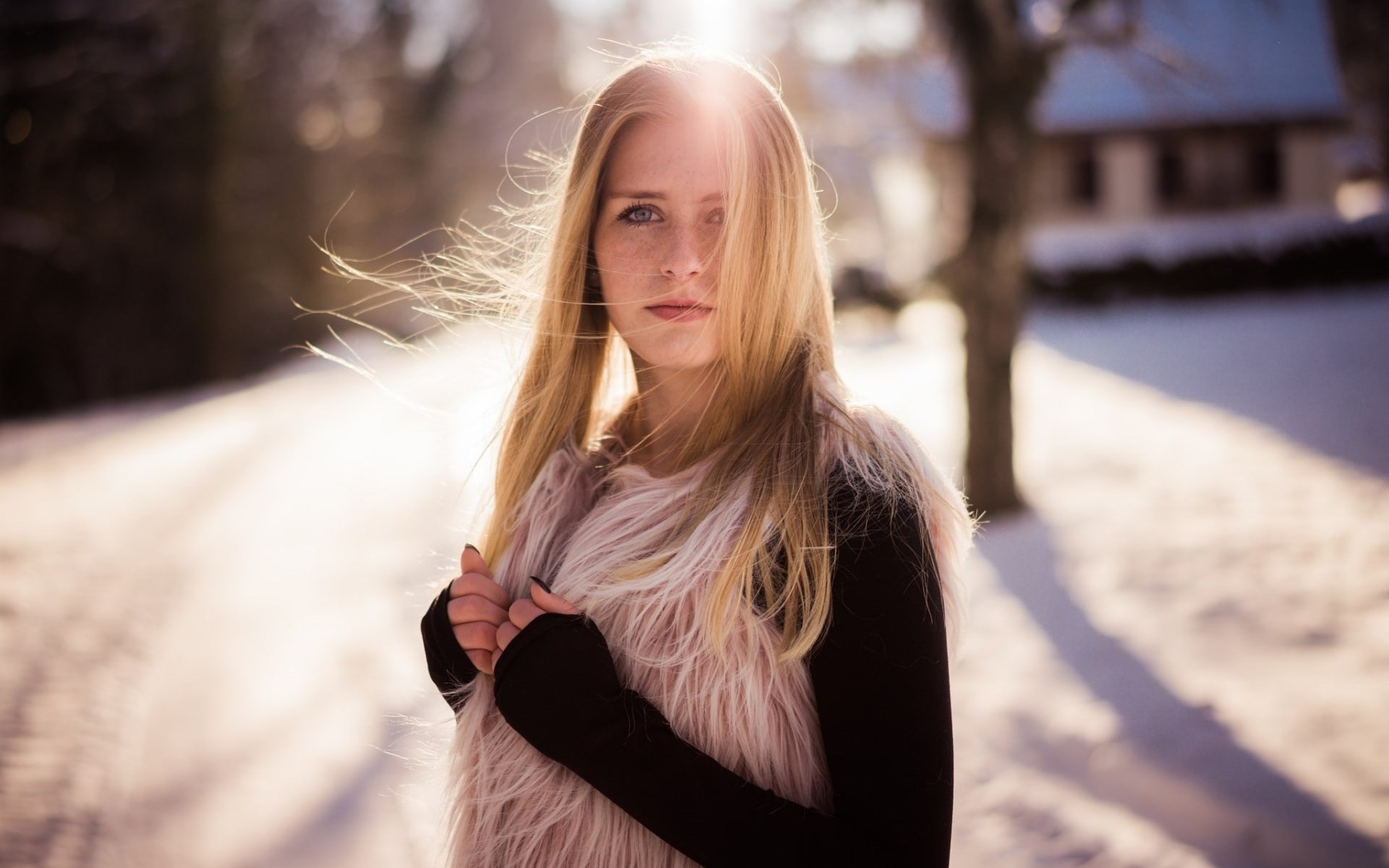 DAVALi Photography Winter Sunlight Snow 500px Women Outdoors Women Model 1920x1200