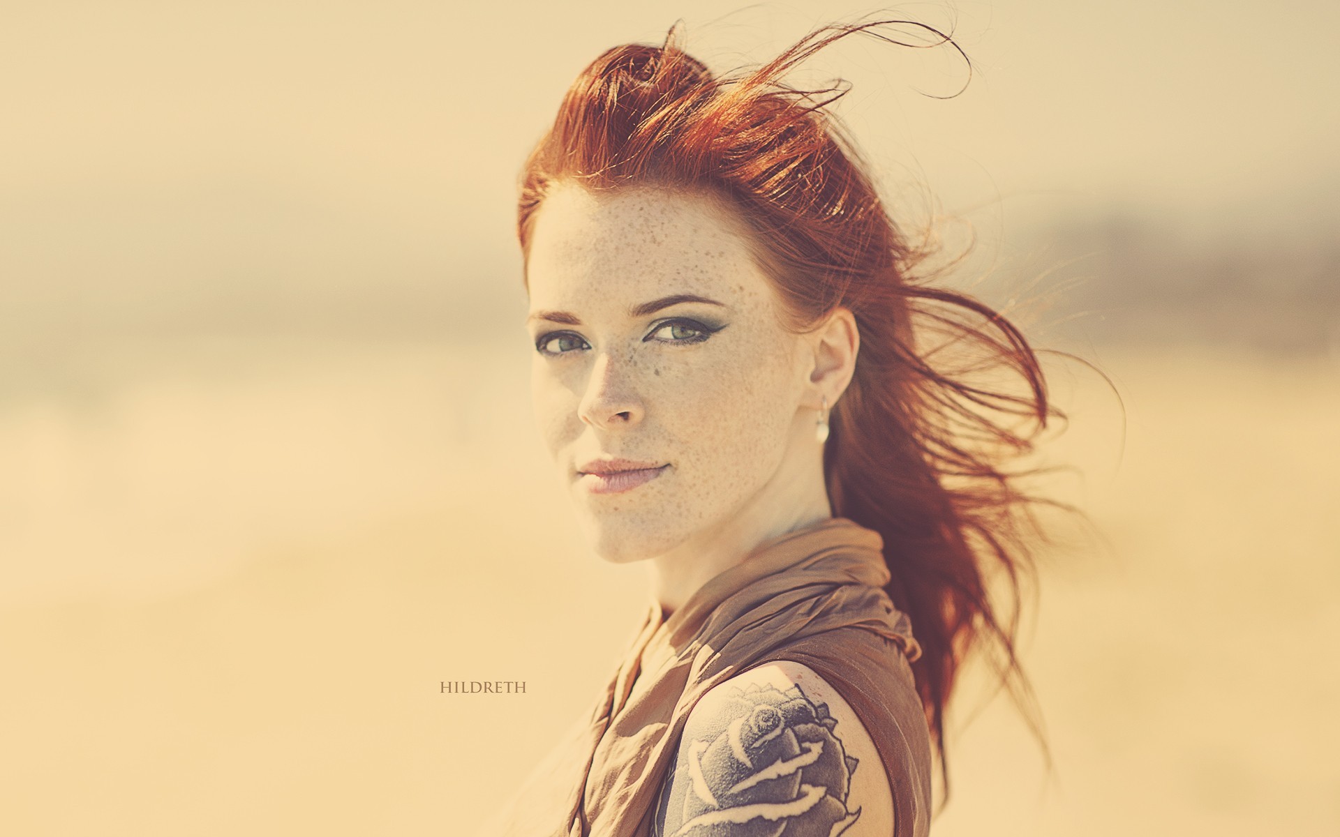 Redhead Women Women Outdoors Freckles Face Green Eyes Tattoo Charles Hildreth 1920x1200