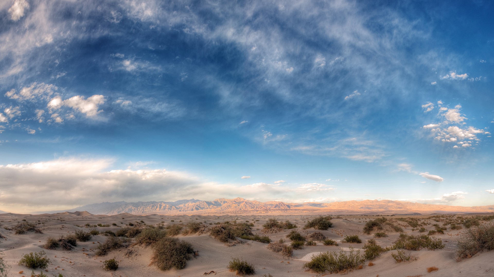 Desert Atacama Desert Shrubs Shrubbery Sand Landscape Sky Mountains Nature 1920x1080