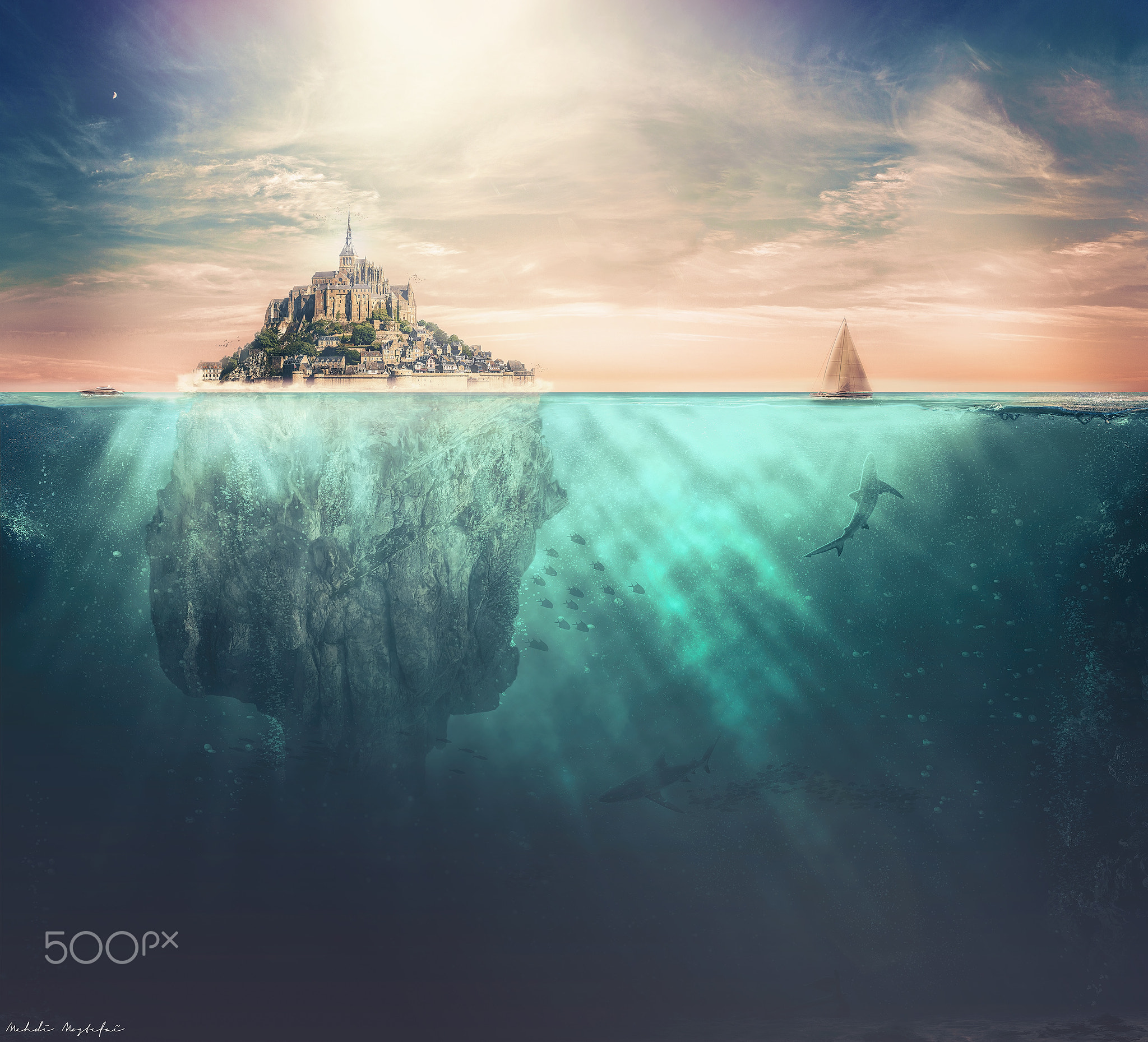 Digital Art Underwater Sea Mehdi Mostefai Mont Saint Michel 2048x1859