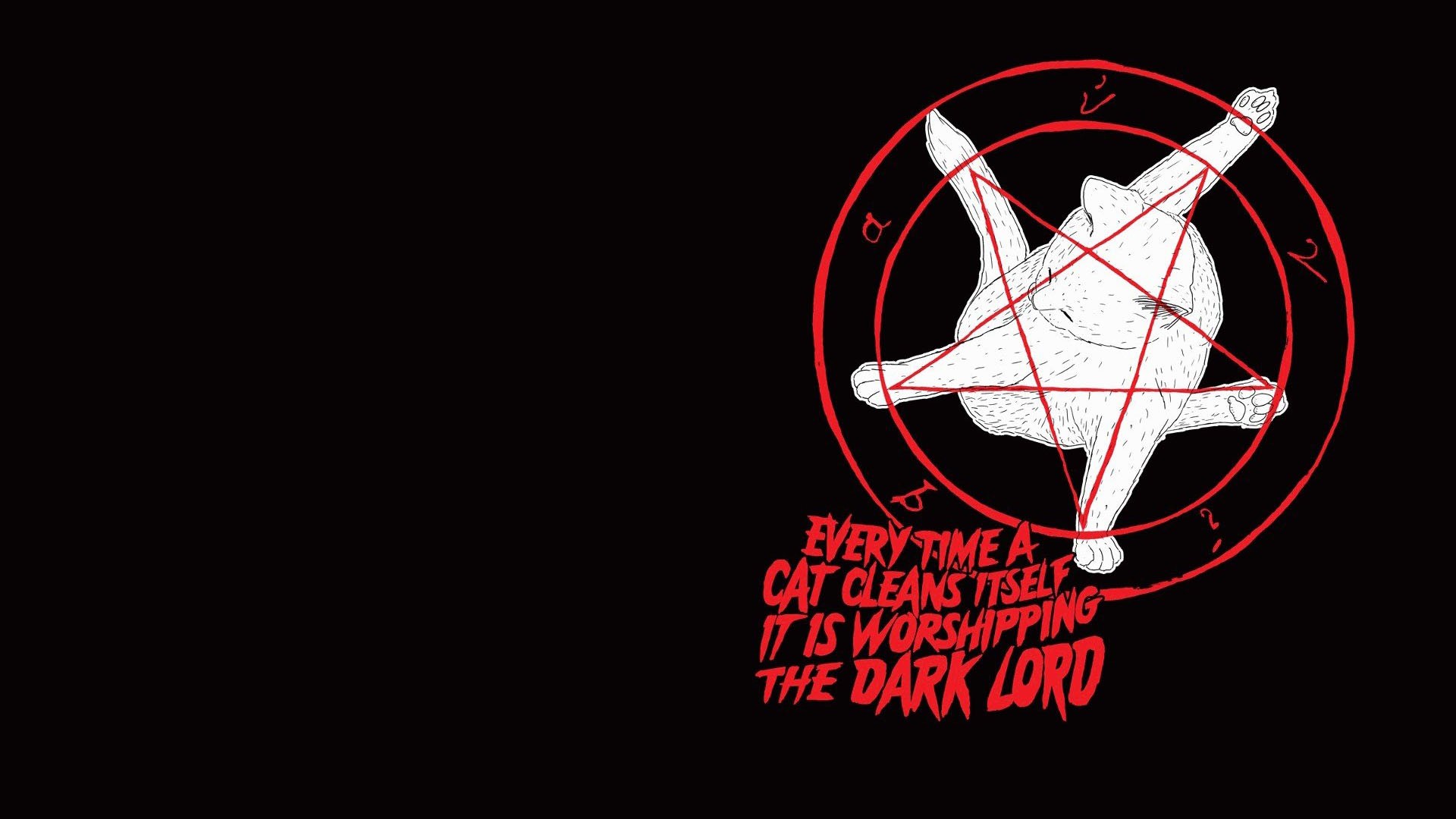 Minimalism Black Pentagram Cats Inverted Pentagram Humor 1920x1080