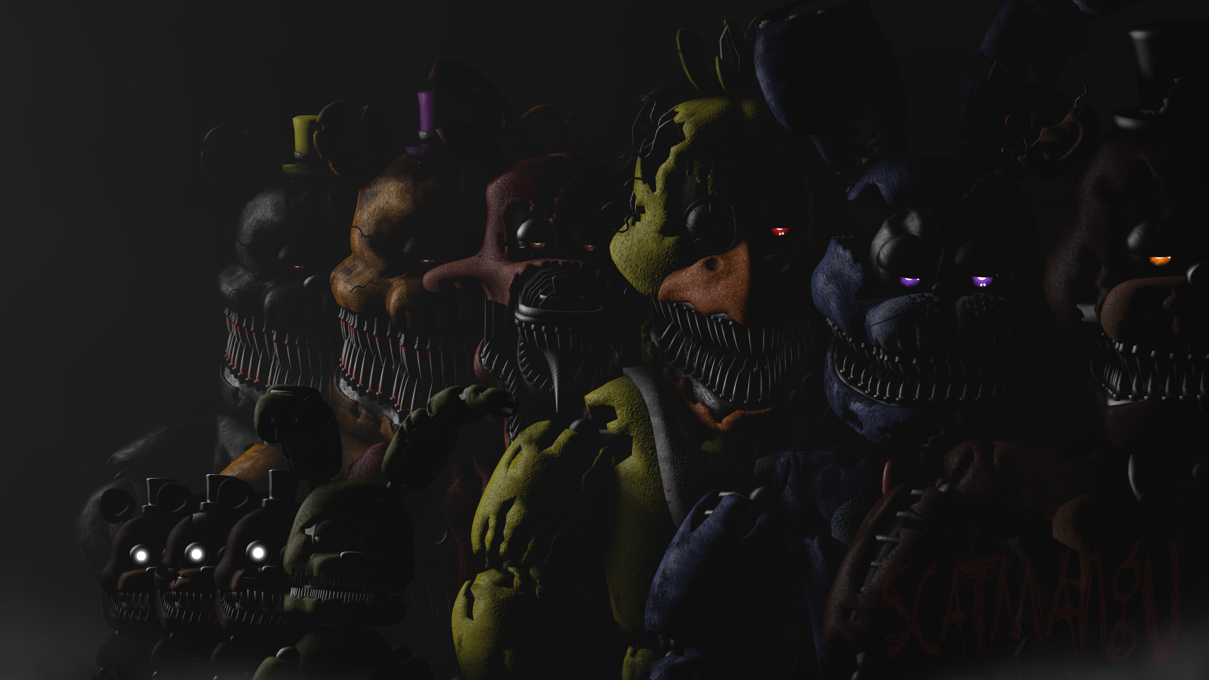 Five Nights At Freddys Video Games Dark Glowing Eyes 4000x2250