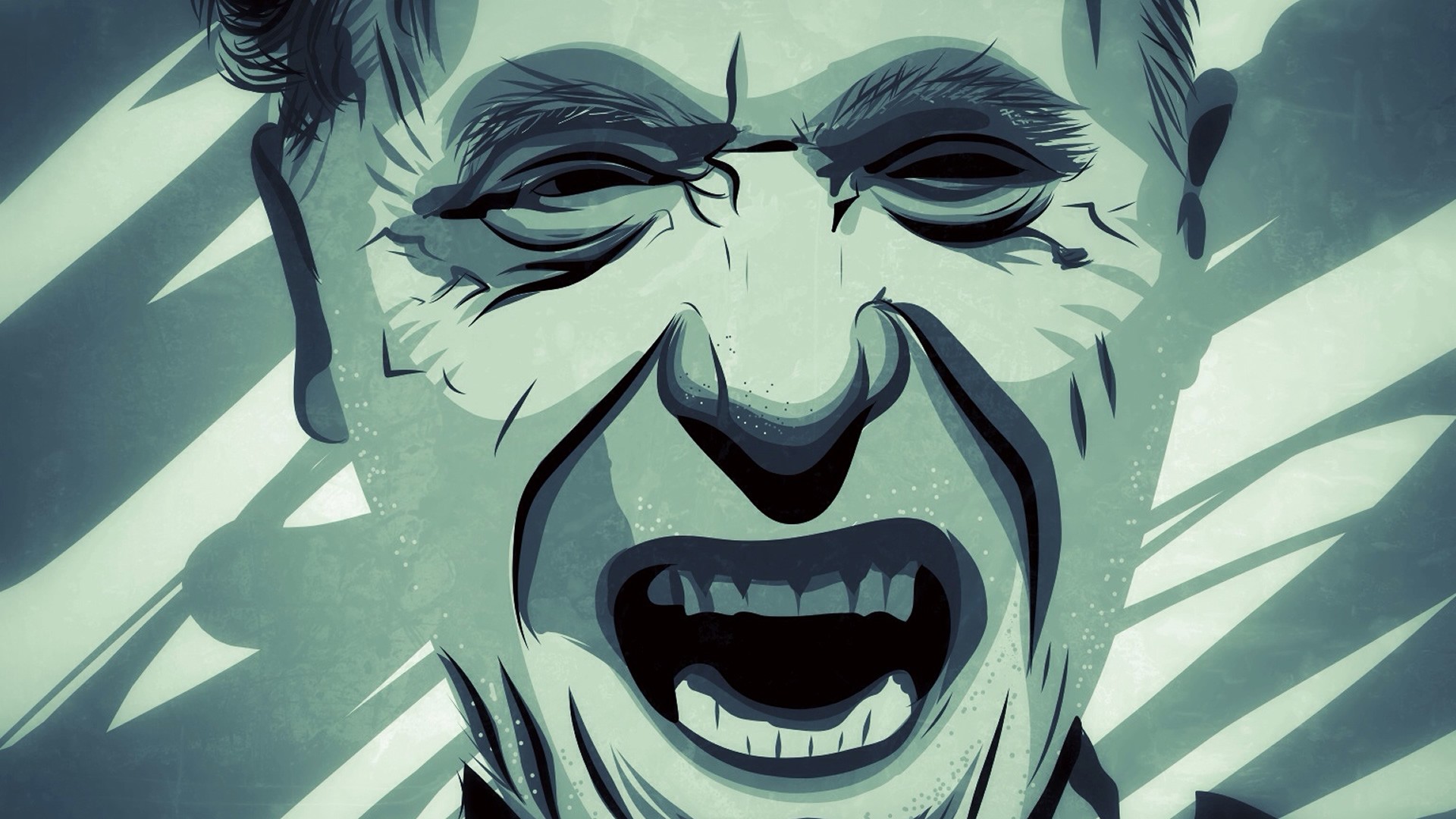 Men Writers Charles Bukowski Digital Art Face Open Mouth Portrait Screaming Teeth 1920x1080