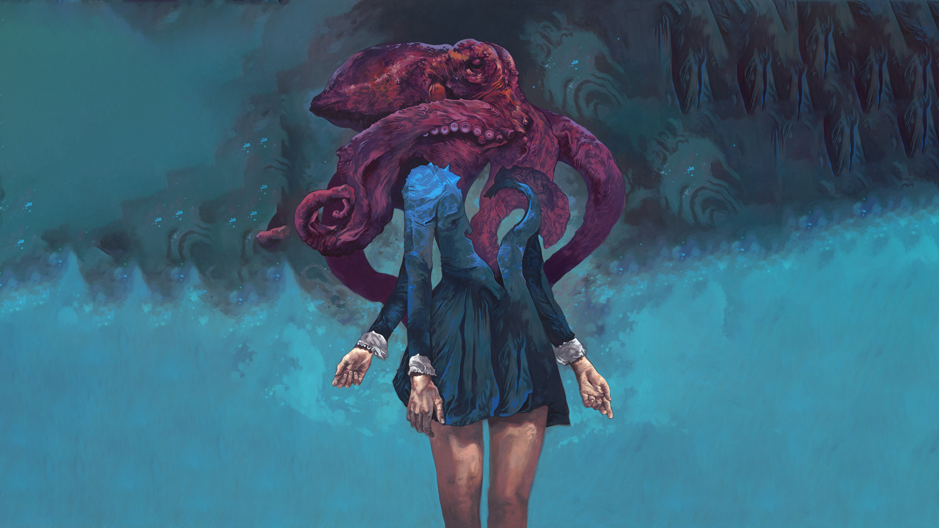 Digital Art Artwork Fantasy Art Women Octopus Black Anno 19 Cthulhu 1920x1080