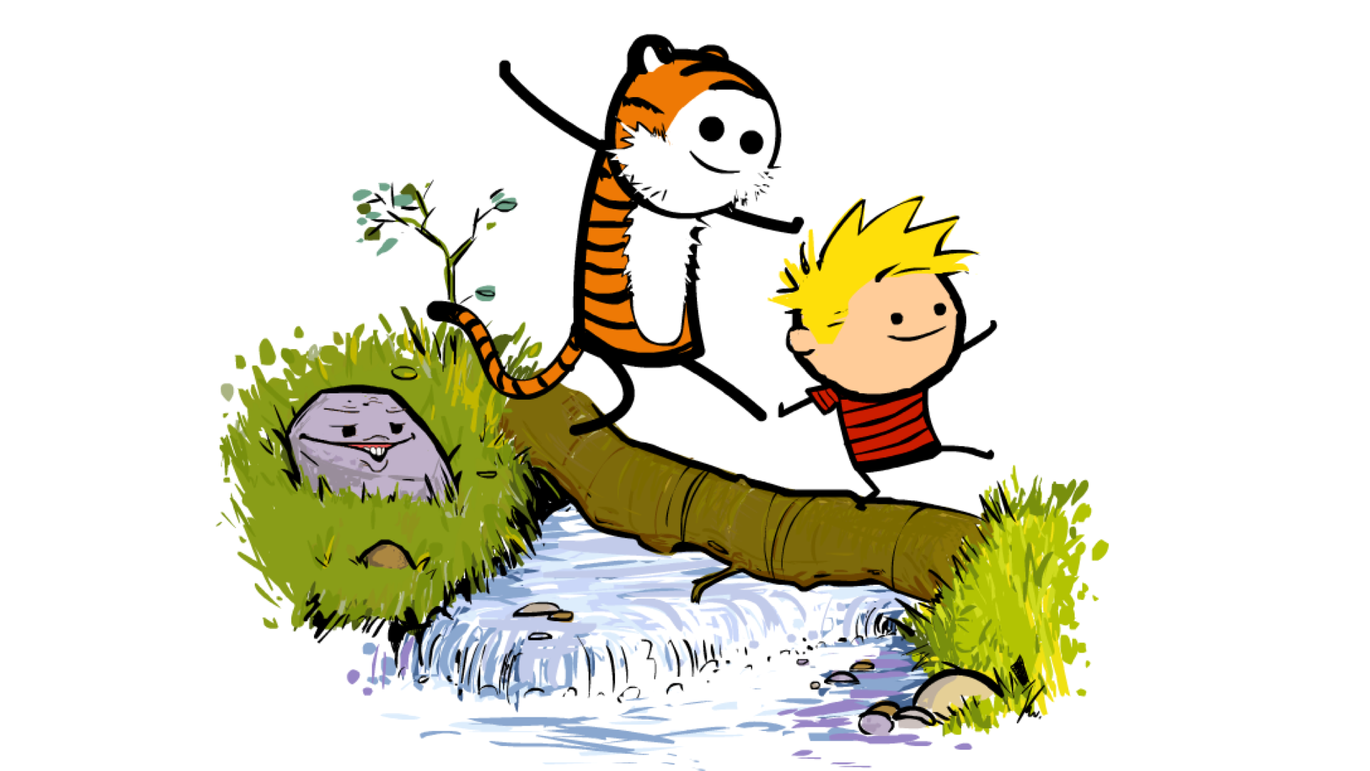 Calvin And Hobbes Cyanide And Happiness Mash Ups Humor Crossover Log Cartoon Artwork 1920x1080
