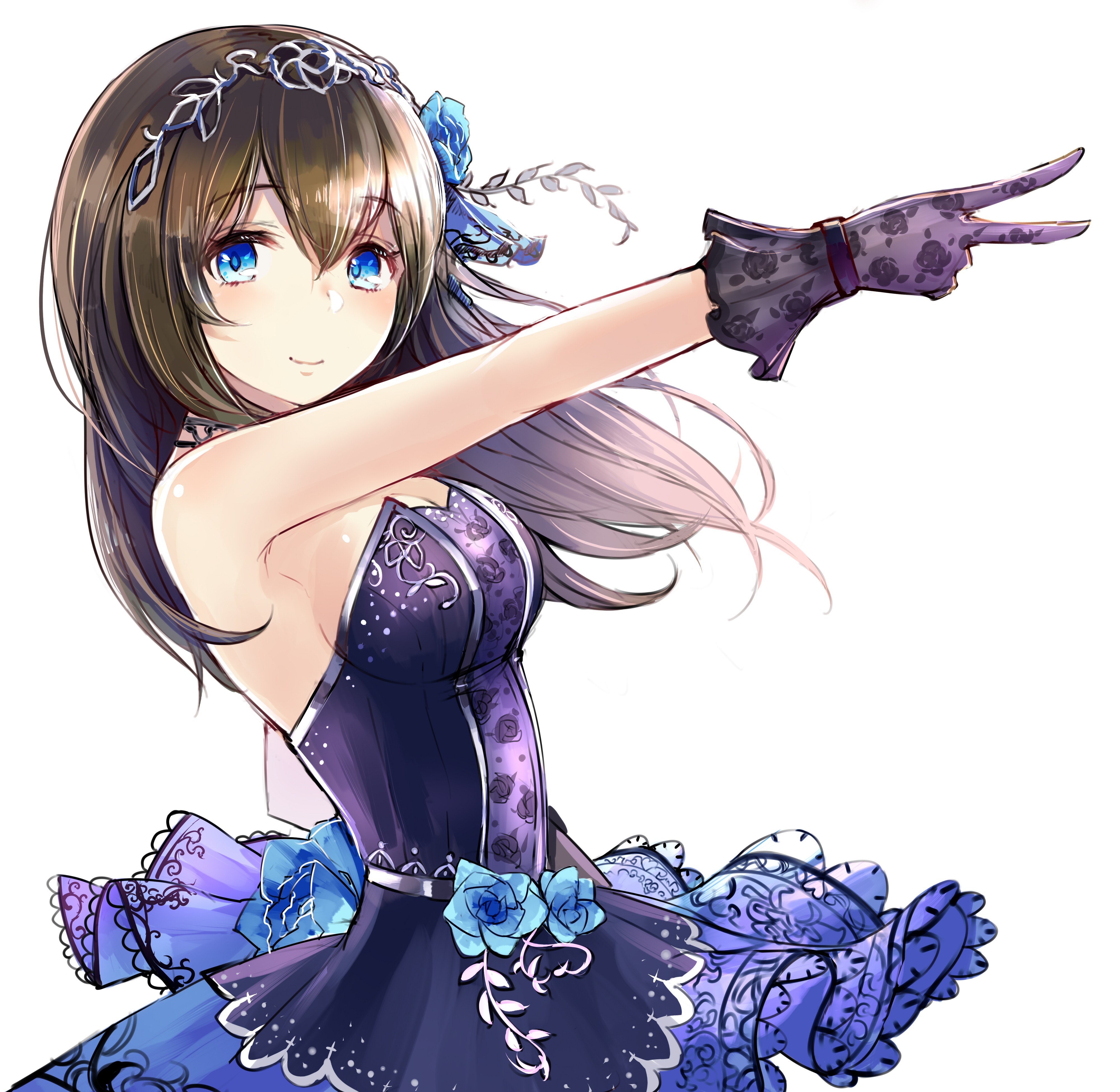 Anime Anime Girls Sagisawa Fumika THE IDOLM STER Cinderella Girls THE IDOLM STER Dress Long Hair Bru 4000x3900