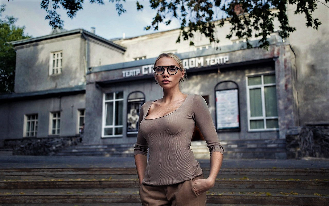 Alexey Kazantsev Women Model Glasses Women With Glasses 1280x800