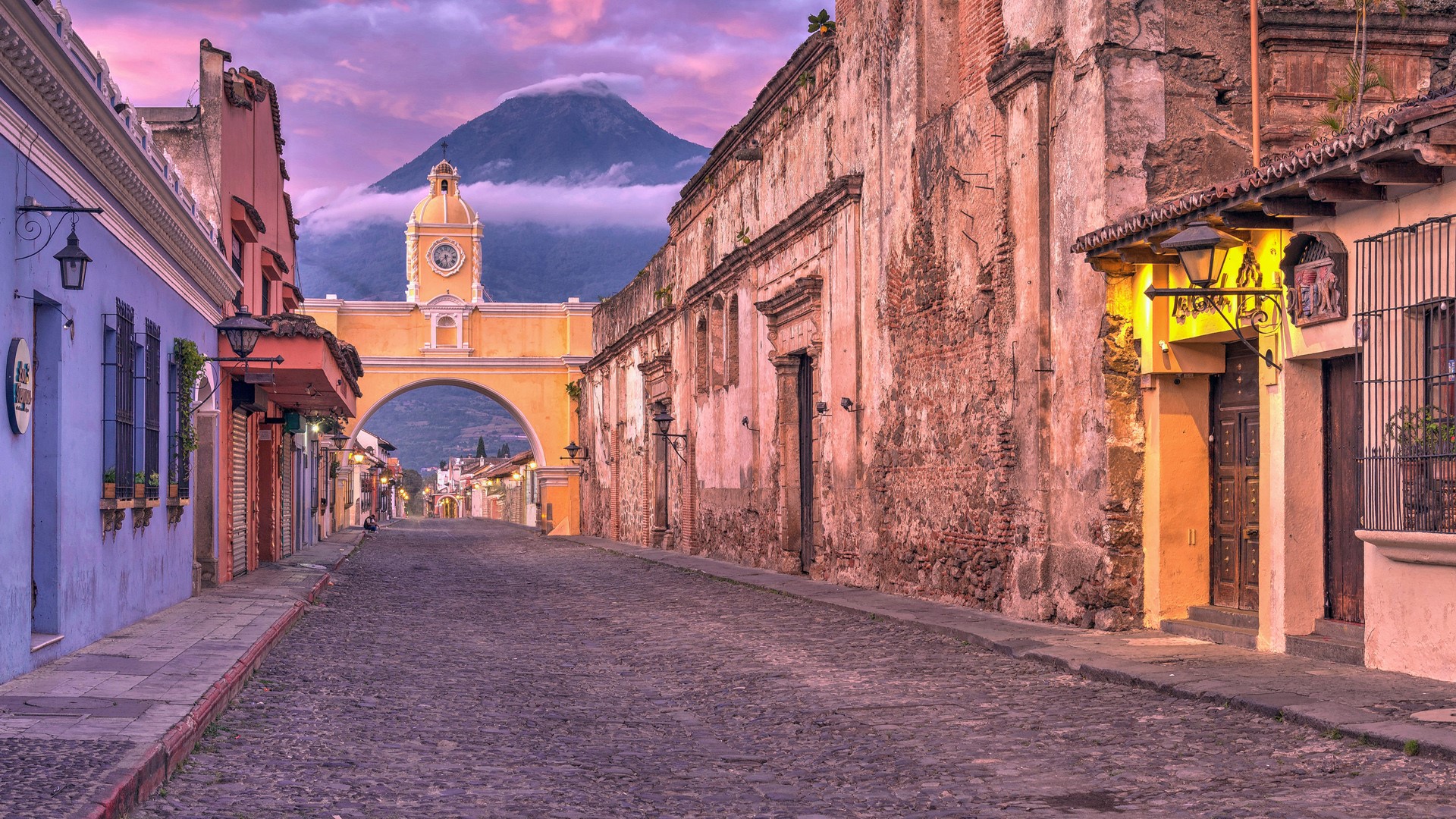Antigua Guatemala Arch Street Guatemala Arch Of Santa Catalina Arco De Santa Catalina Volcano Spanis 1920x1080