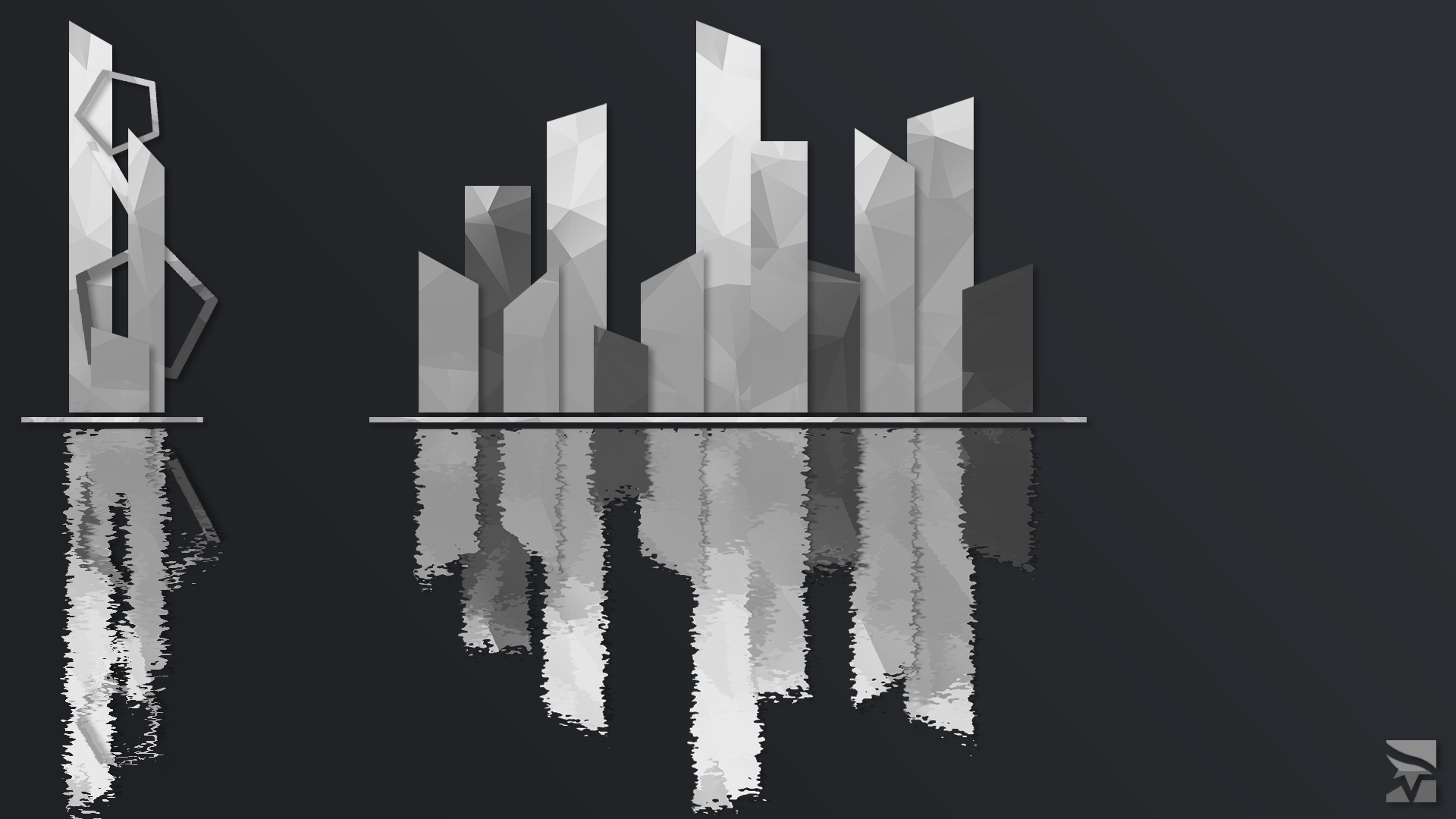 Mirrors Edge Reflection Geometry City Abstract White Black The Shard 1920x1080