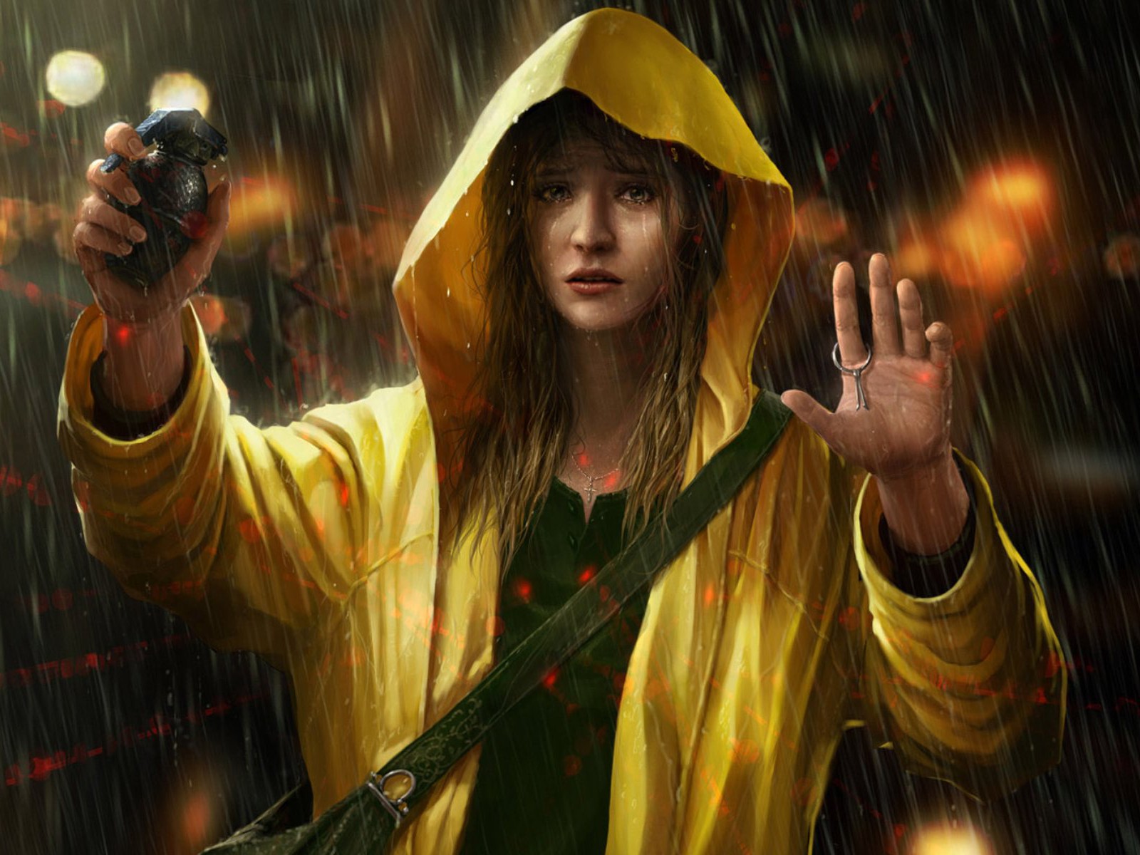 Woman Grenade Rain Dark Weapon Laser Terrorist Snipers 1600x1200