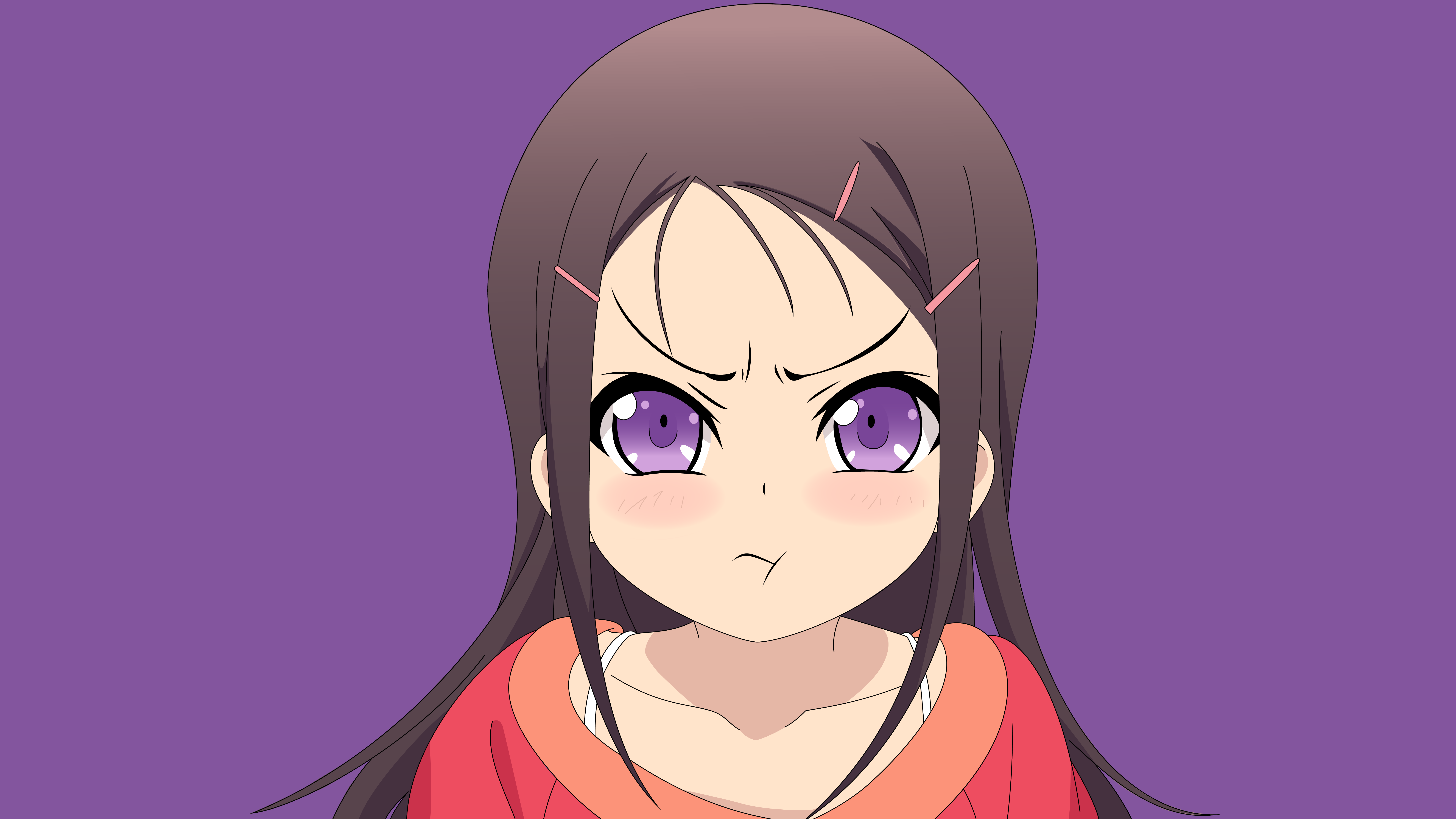 Ayumi Otosaka Charlotte Anime Brown Hair Purple Eyes Blush Long Hair Girl 8215x4621