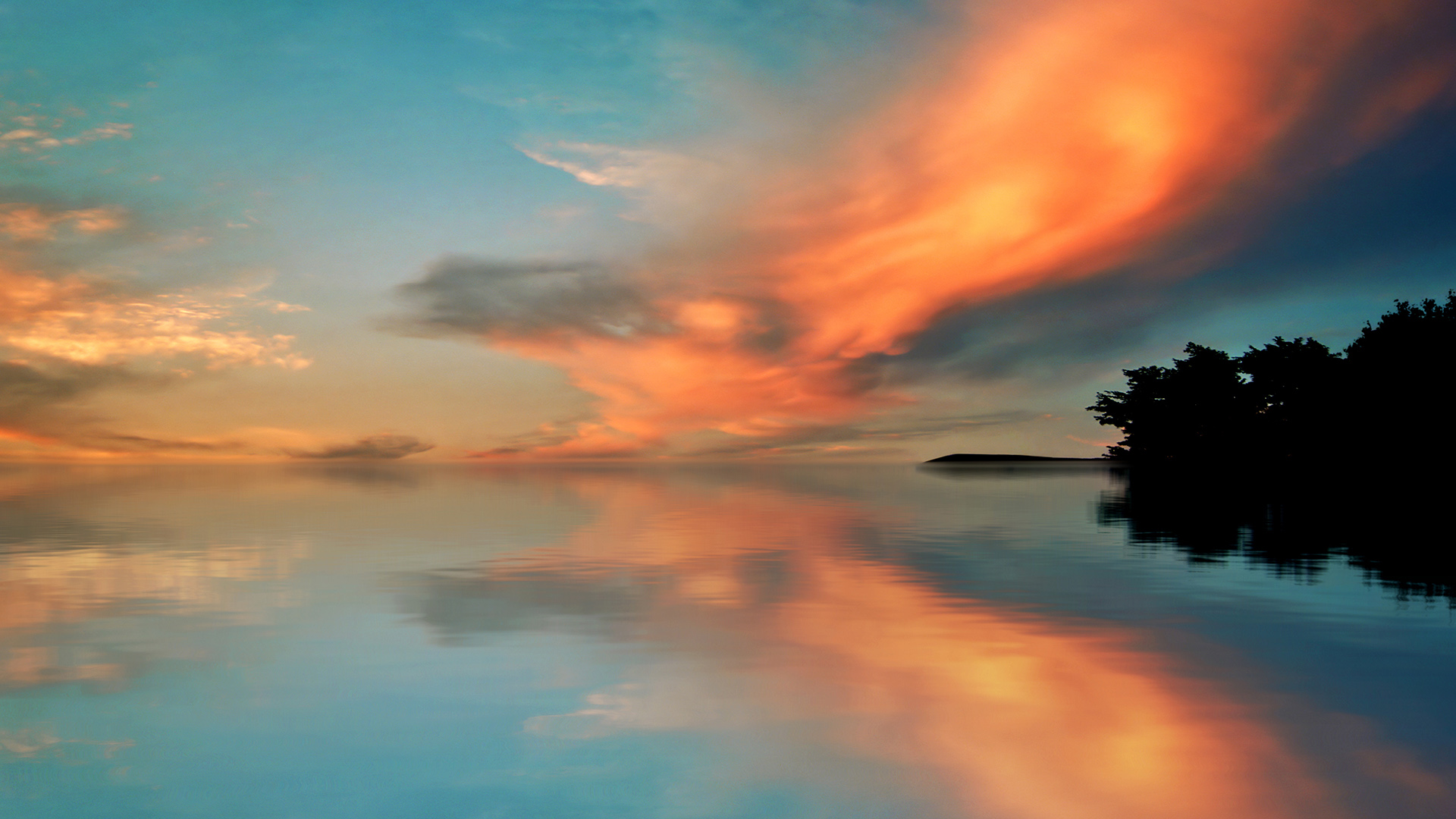 Nature Landscape Clouds Sky Trees Sea Water Ripples Reflection Horizon Serbia 1920x1080