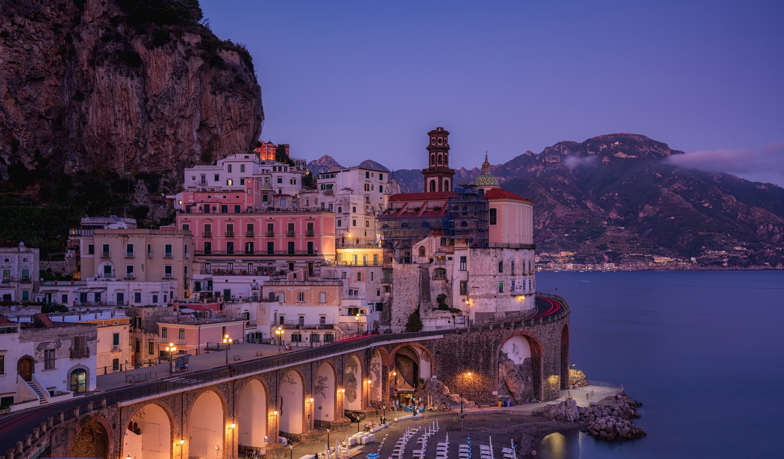 Italy Campania Amalfi Lights Town 2560x1500