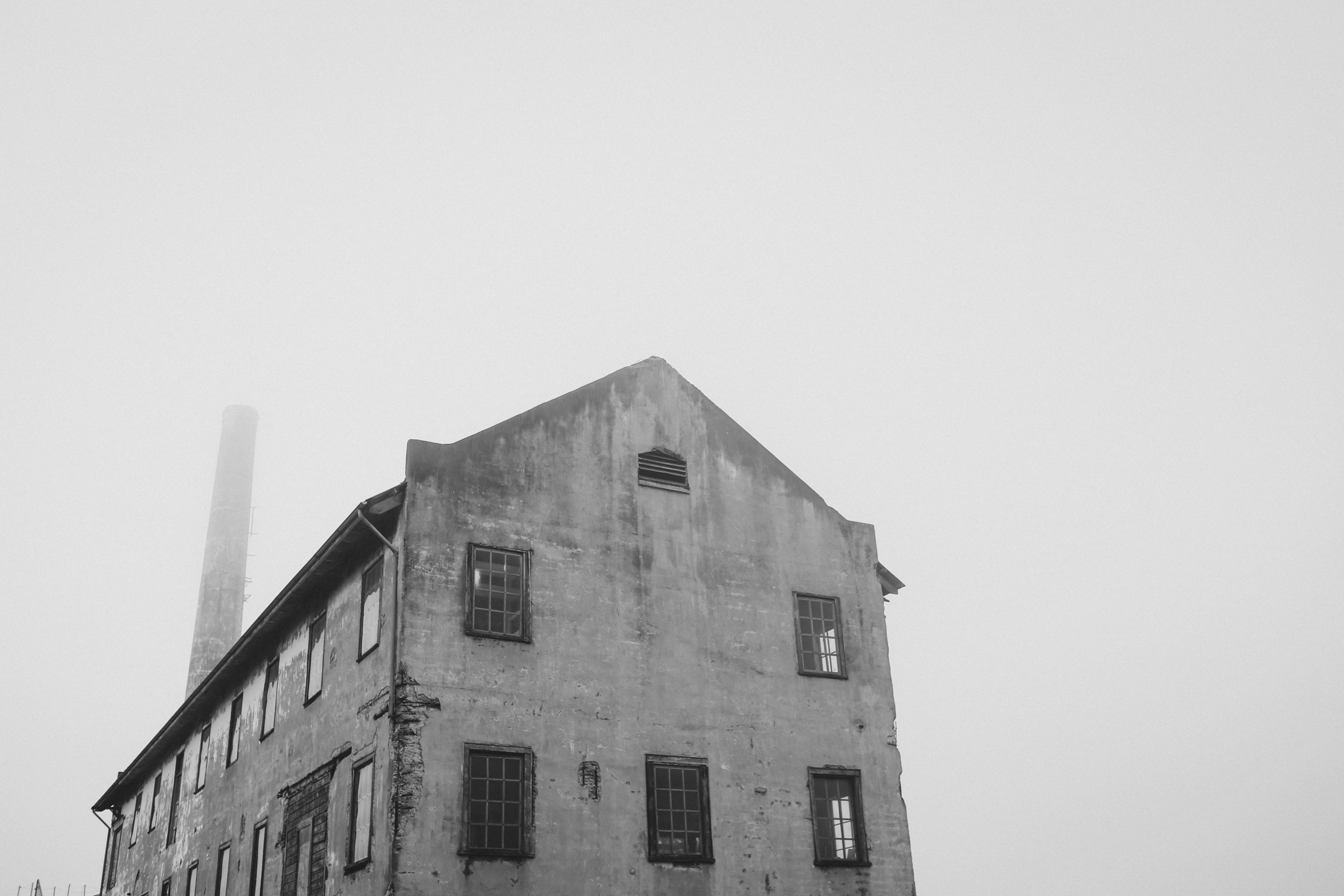 Monochrome Mist Gray Old Building Gloomy Prison Prisons 5472x3648