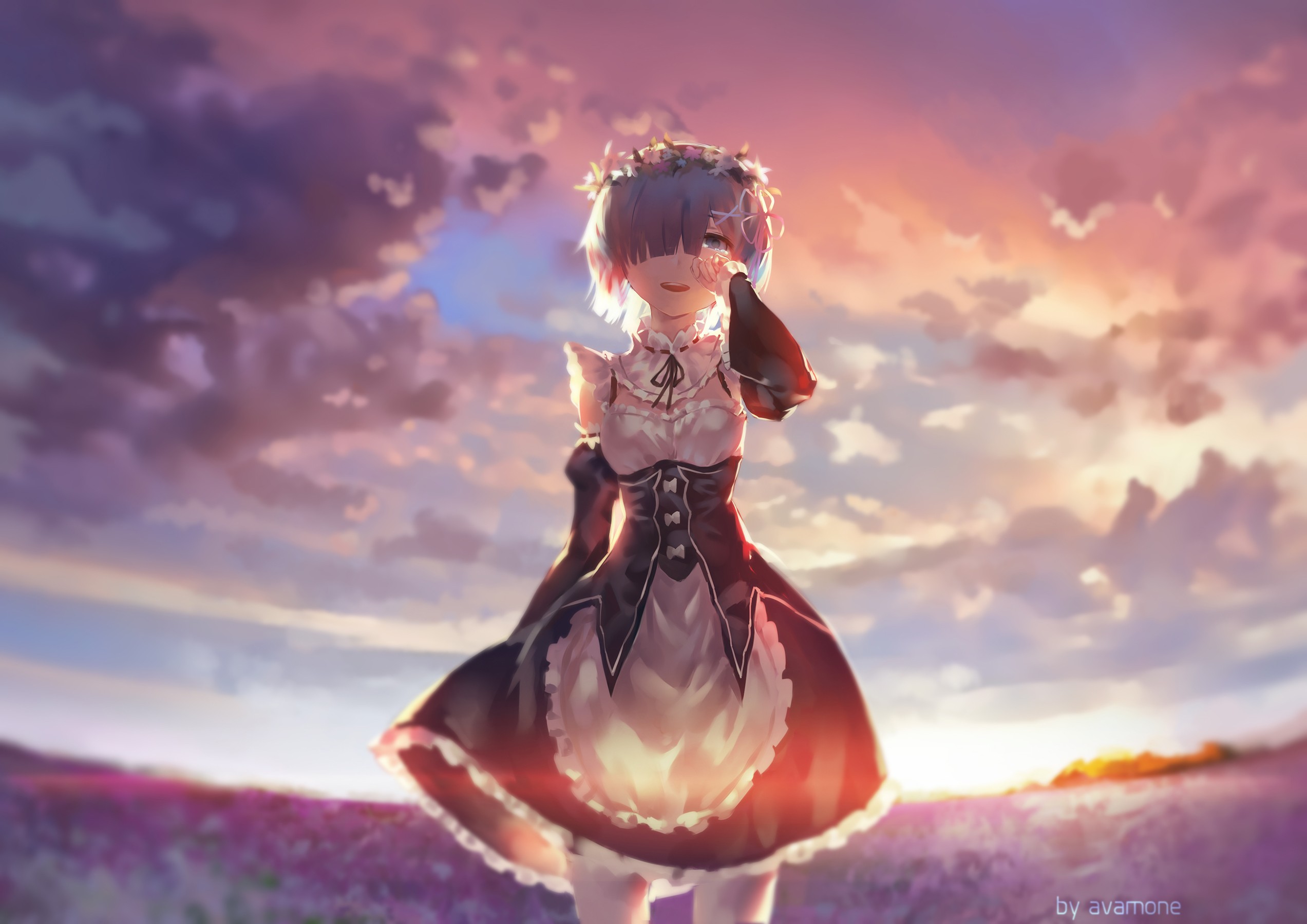 Anime Anime Girls Re Zero Kara Hajimeru Isekai Seikatsu Rem Re Zero Short Hair Blue Hair Blue Eyes A 2545x1800