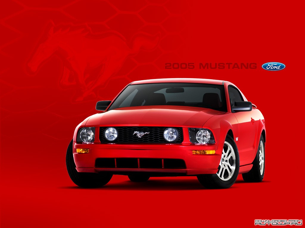 Car Vehicle 2005 Year Red Background Ford Mustang Ford 1024x768