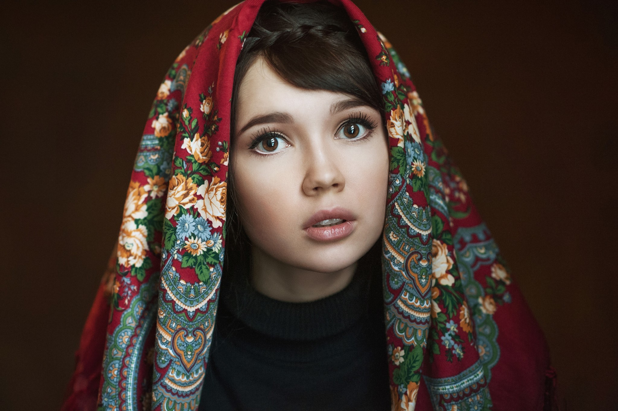 Ekaterina Ermakova Women Face Portrait Simple Background Maxim Maximov Brunette Brown Eyes