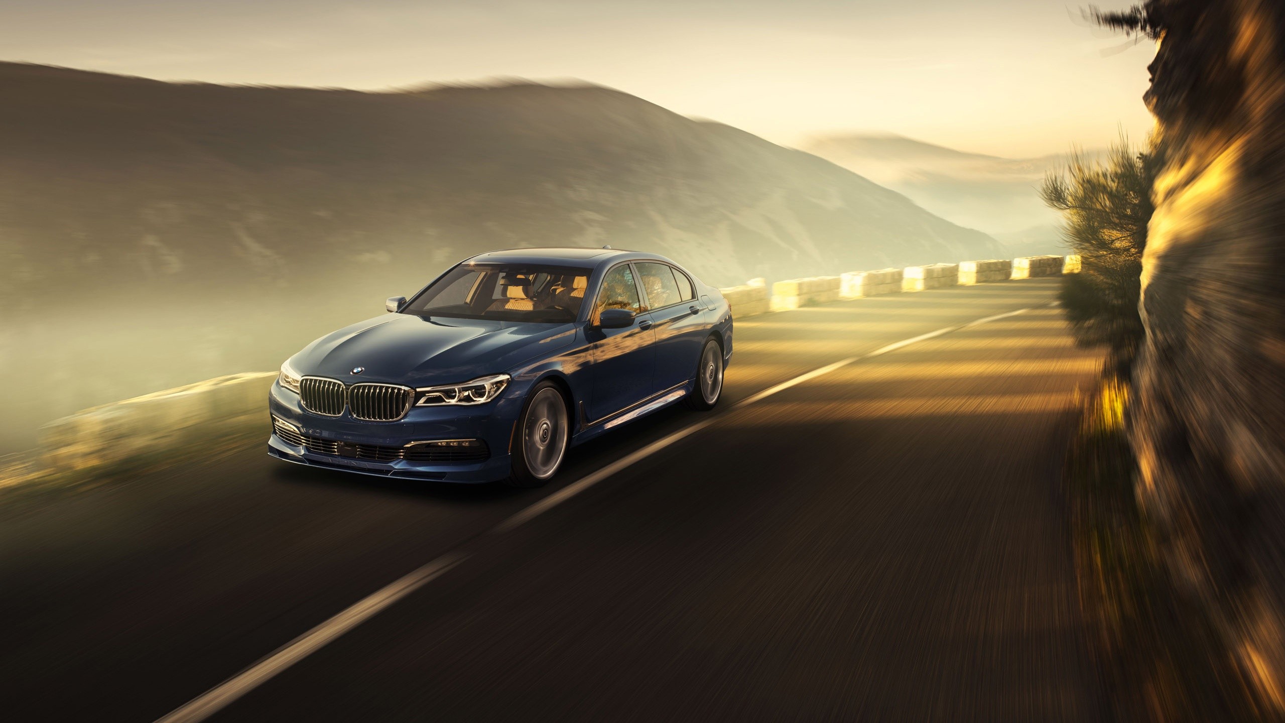 Car BMW Vehicle Blue Cars Road Alpina BMW 7 Series 2560x1440