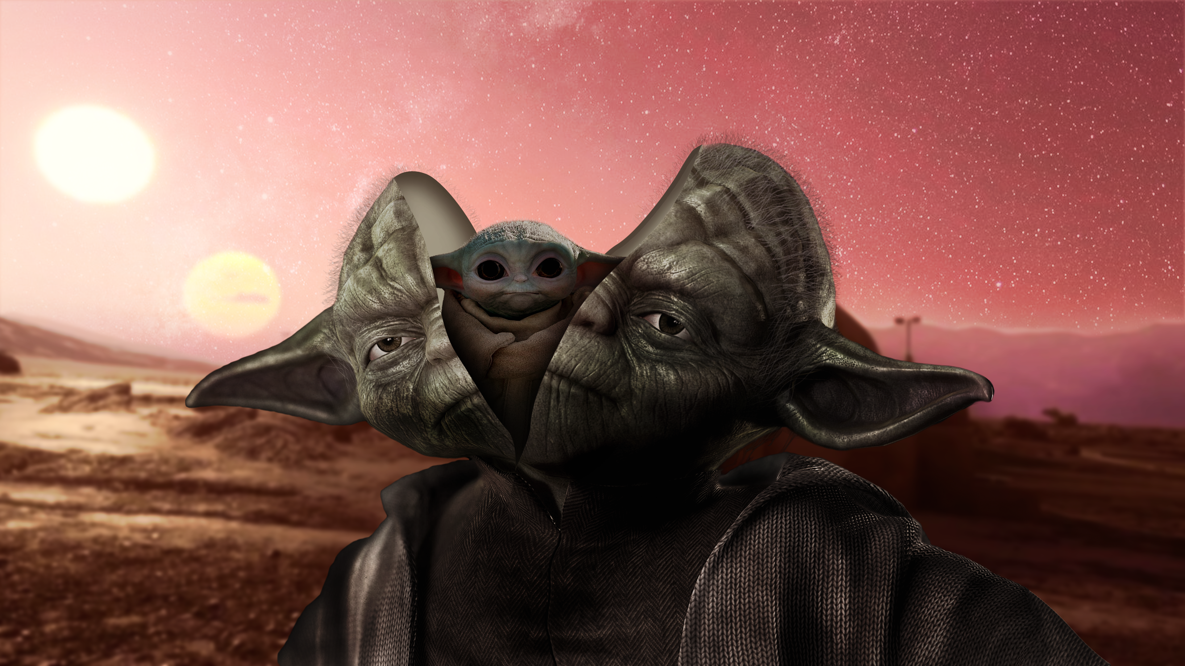 Yoda Baby Yoda Star Wars Tatooine Transformation 3840x2160