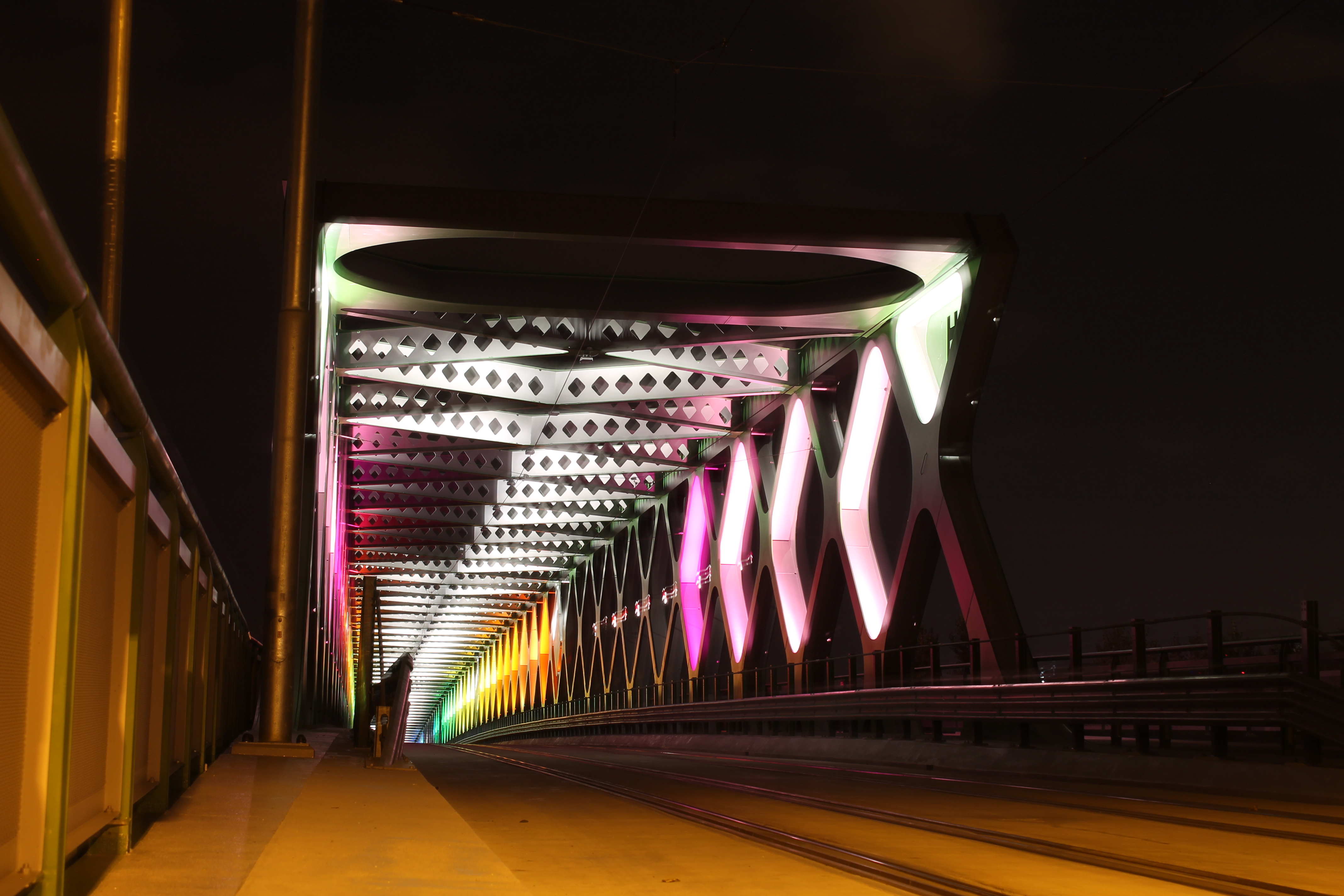 Bratislava Slovakia City Night Lights Architecture Colorful Bridge Fence 4272x2848