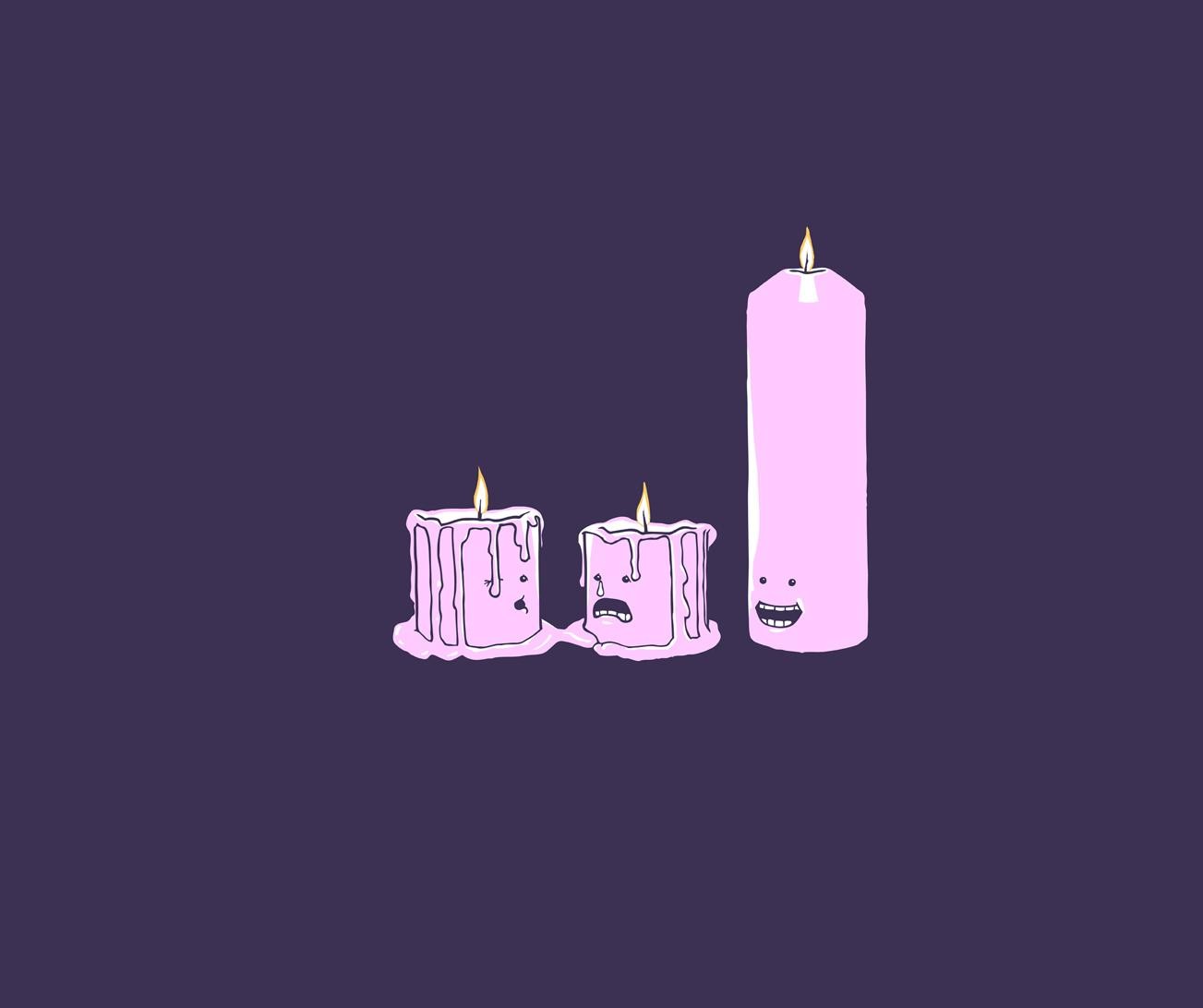 Candles Melting Purple Background Minimalism 1303x1092