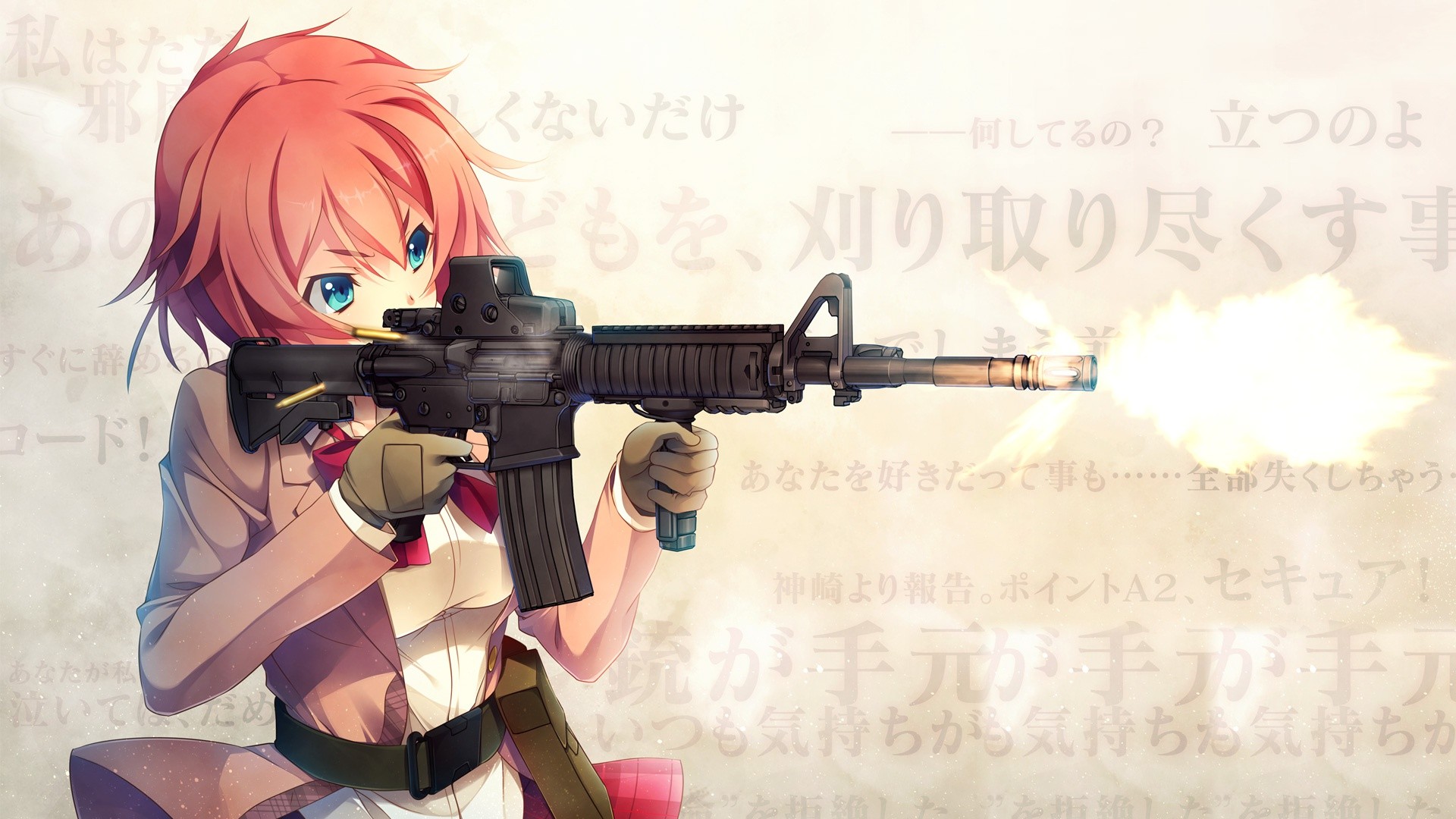 Anime Anime Girls Carbine M4 Carbine Innocent Bullet Kanzaki Sayaka 1920x1080