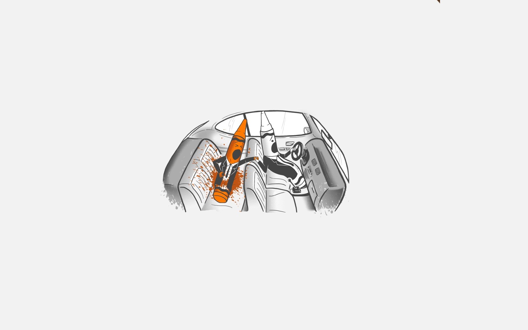 Crayons Minimalism Simple Background Car Car Interior Humor Selective Coloring White Background 1680x1050
