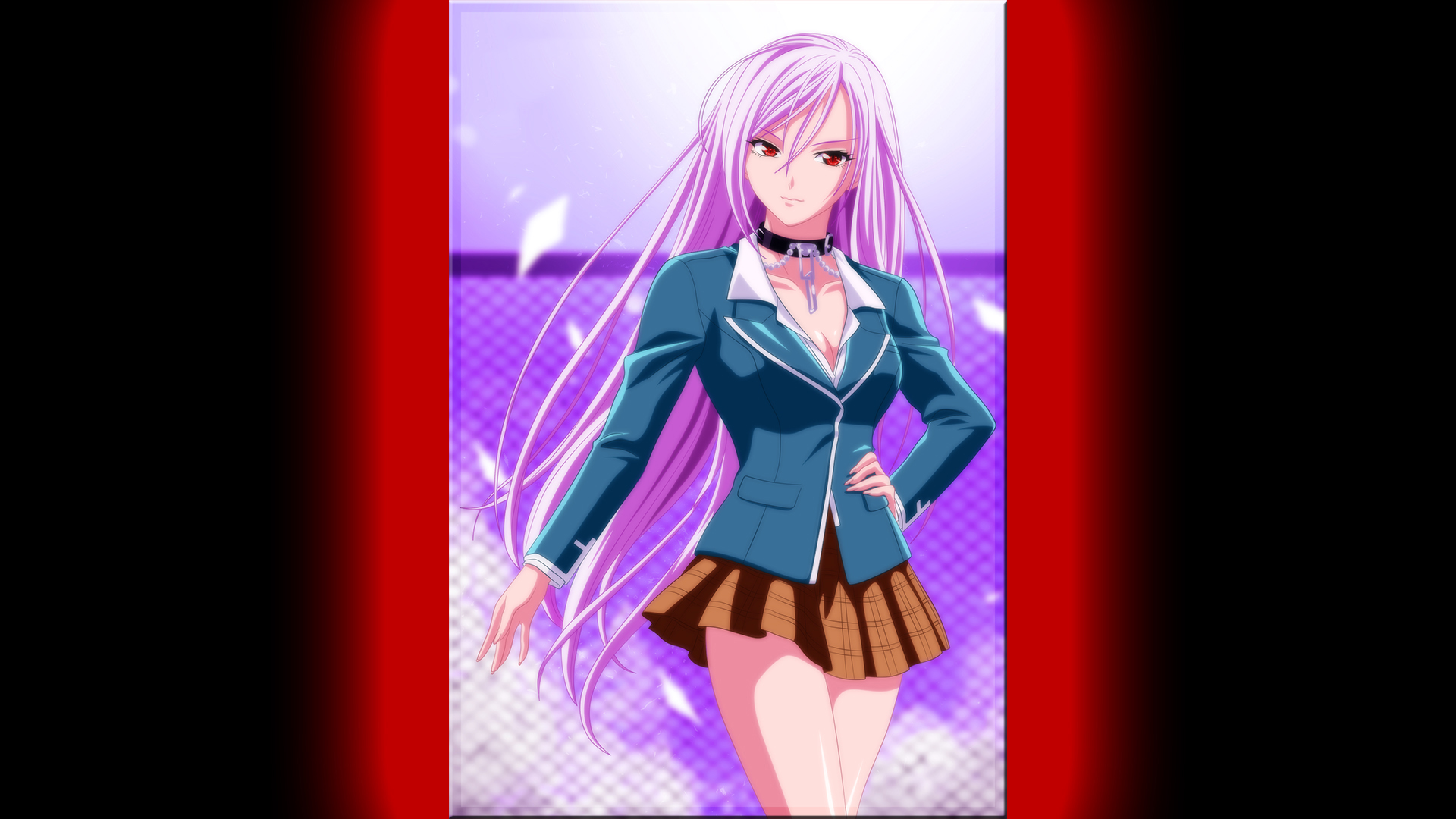 Akashiya Moka Rosario Vampire Anime Girls Anime Red Eyes Purple Hair 1920x1080
