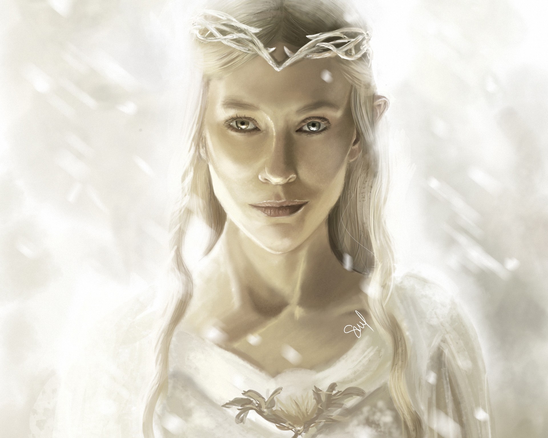 Fantasy Girl Galadriel The Lord Of The Rings Artwork Elven Frontal View 1920x1534