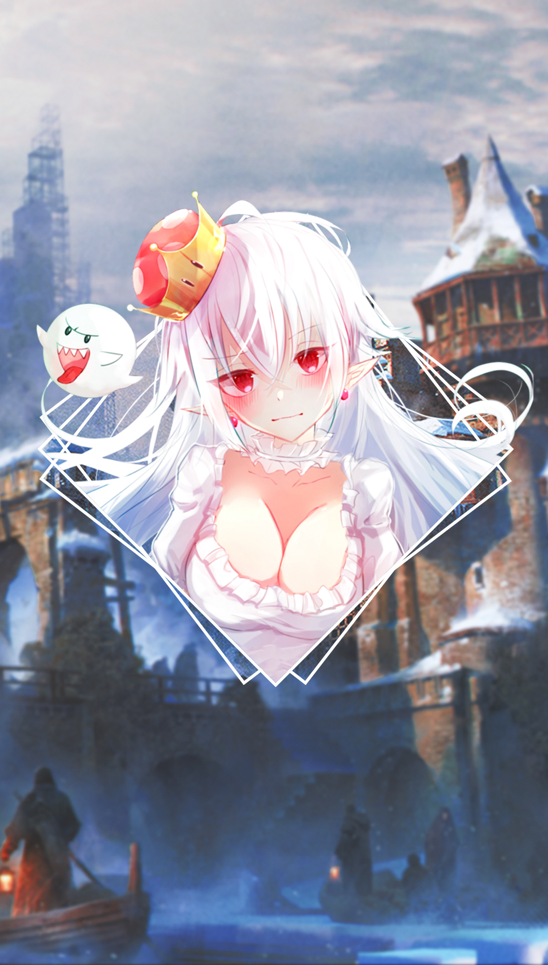 Anime Anime Girls Picture In Picture Boosette Red Eyes 1080x1902