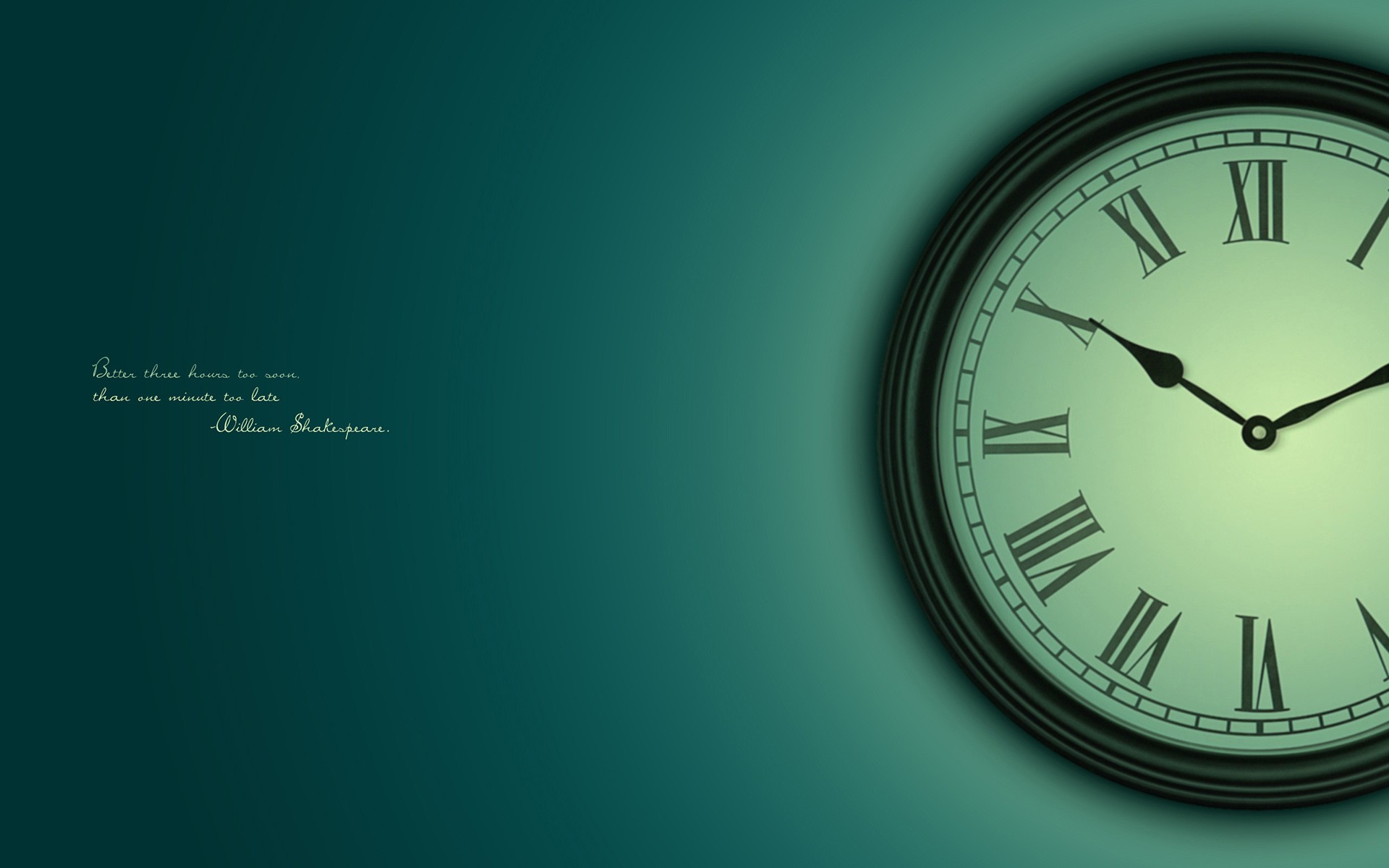 Clocks Time Quote William Shakespeare Teal 1920x1200