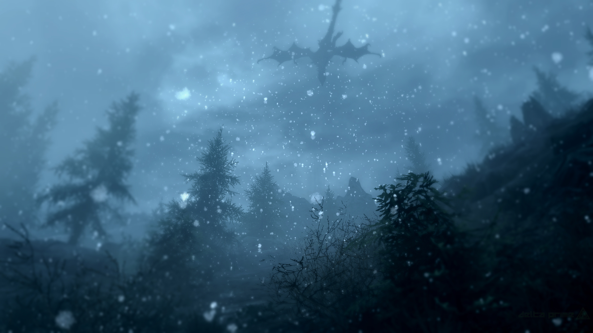 The Elder Scrolls V Skyrim Alduin PC Gaming RPG Skyrim Remastered Dragon Snowstorm Winter 1920x1080