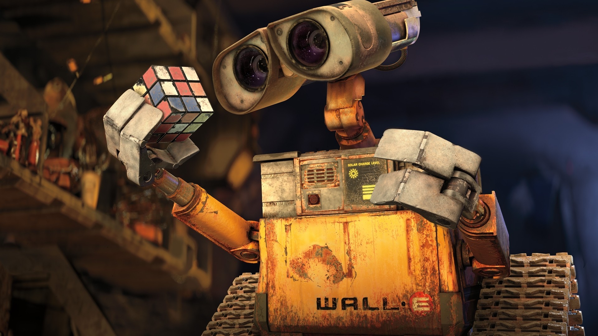 Movies Disney Pixar WALL E WALL E Rubiks Cube Animated Movies Pixar Animation Studios 1920x1080