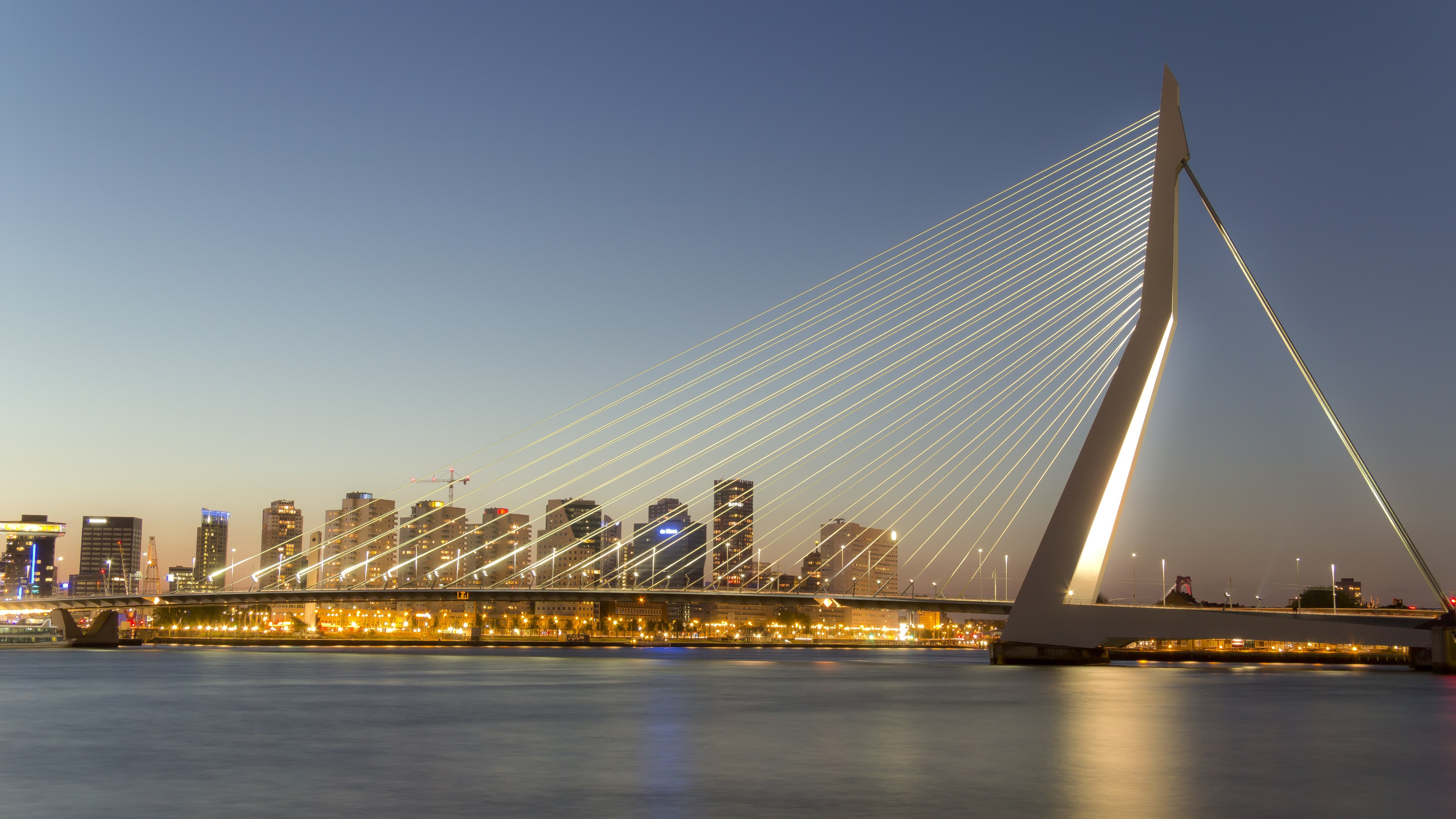 Erasmus Bridge Rotterdam Netherlands City 3840x2160