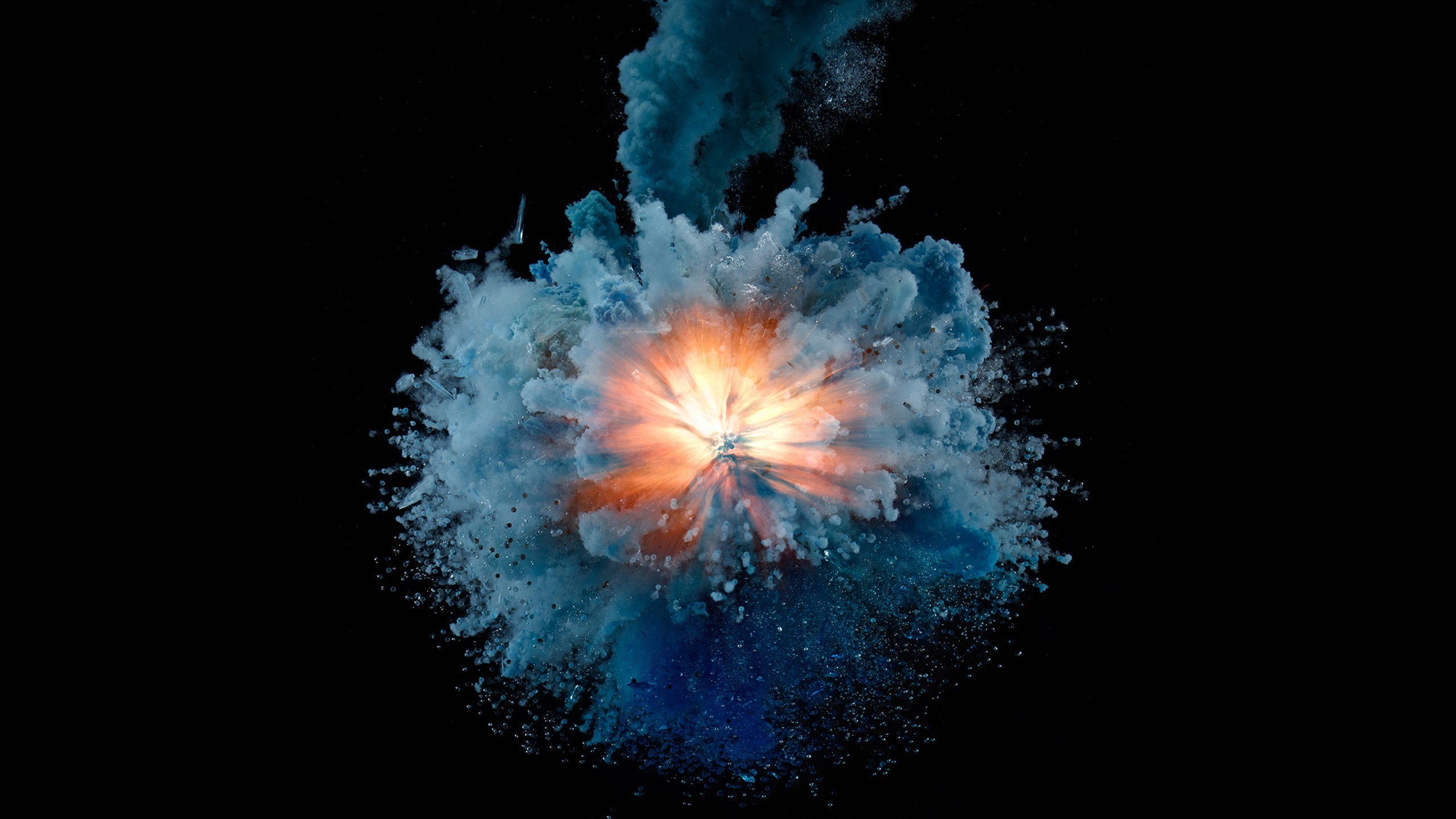 Inside Explosion Digital Art Simple Background Black Background Abstract 2560x1440