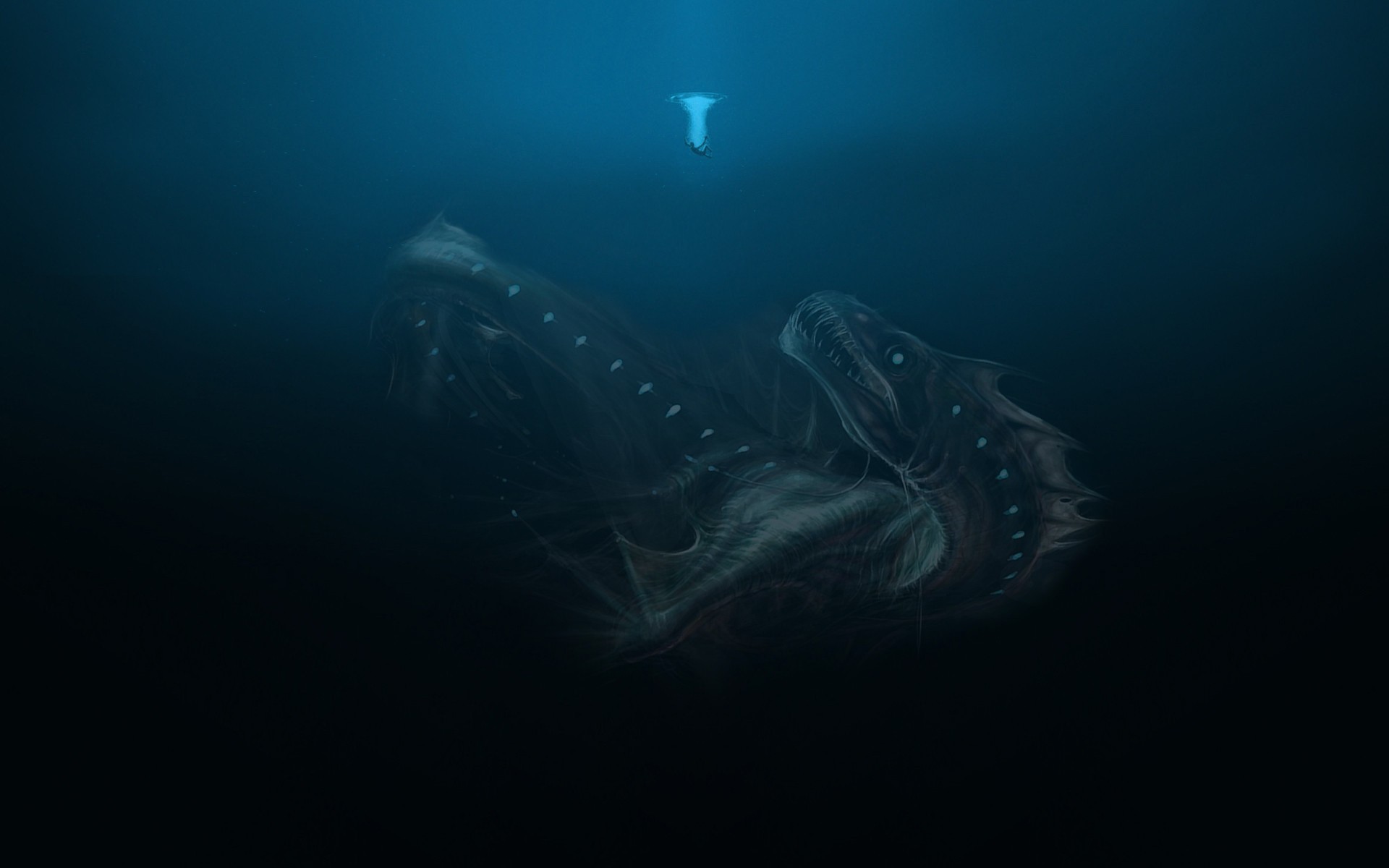 Underwater Deep Sea Sea Monsters Creature Fantasy Art 1920x1200