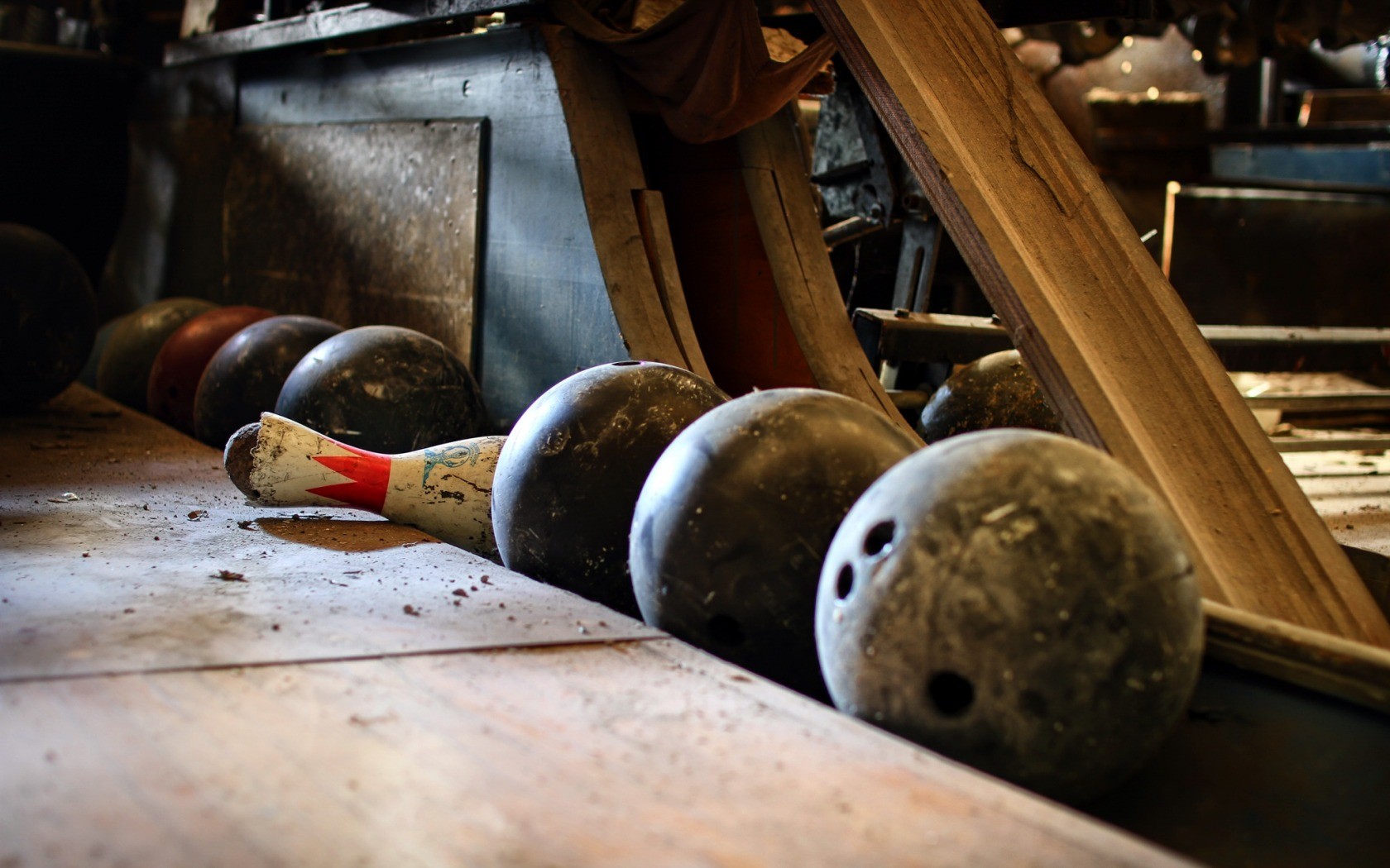 Abandoned Ruin Old Bowling Balls 1680x1050