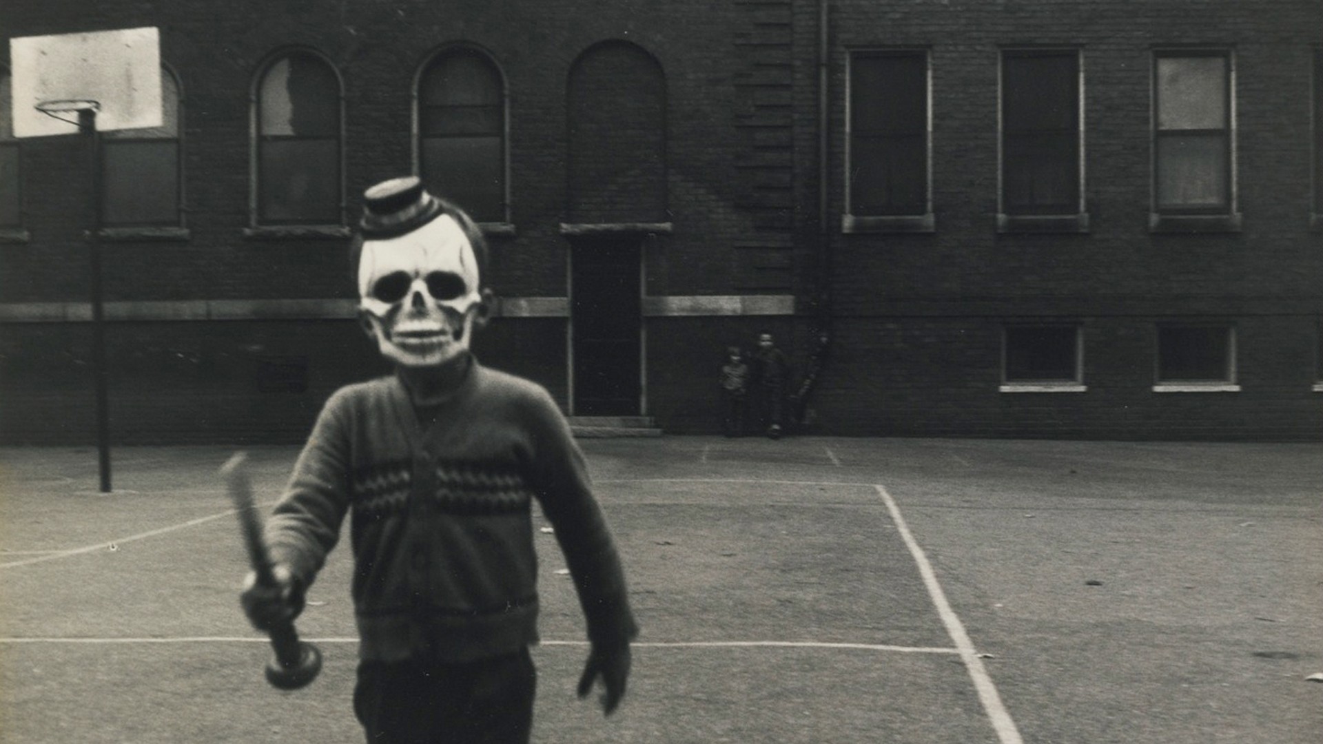 Skull Mask Hat Monochrome Sweater Scary Face Creepy 1920x1080